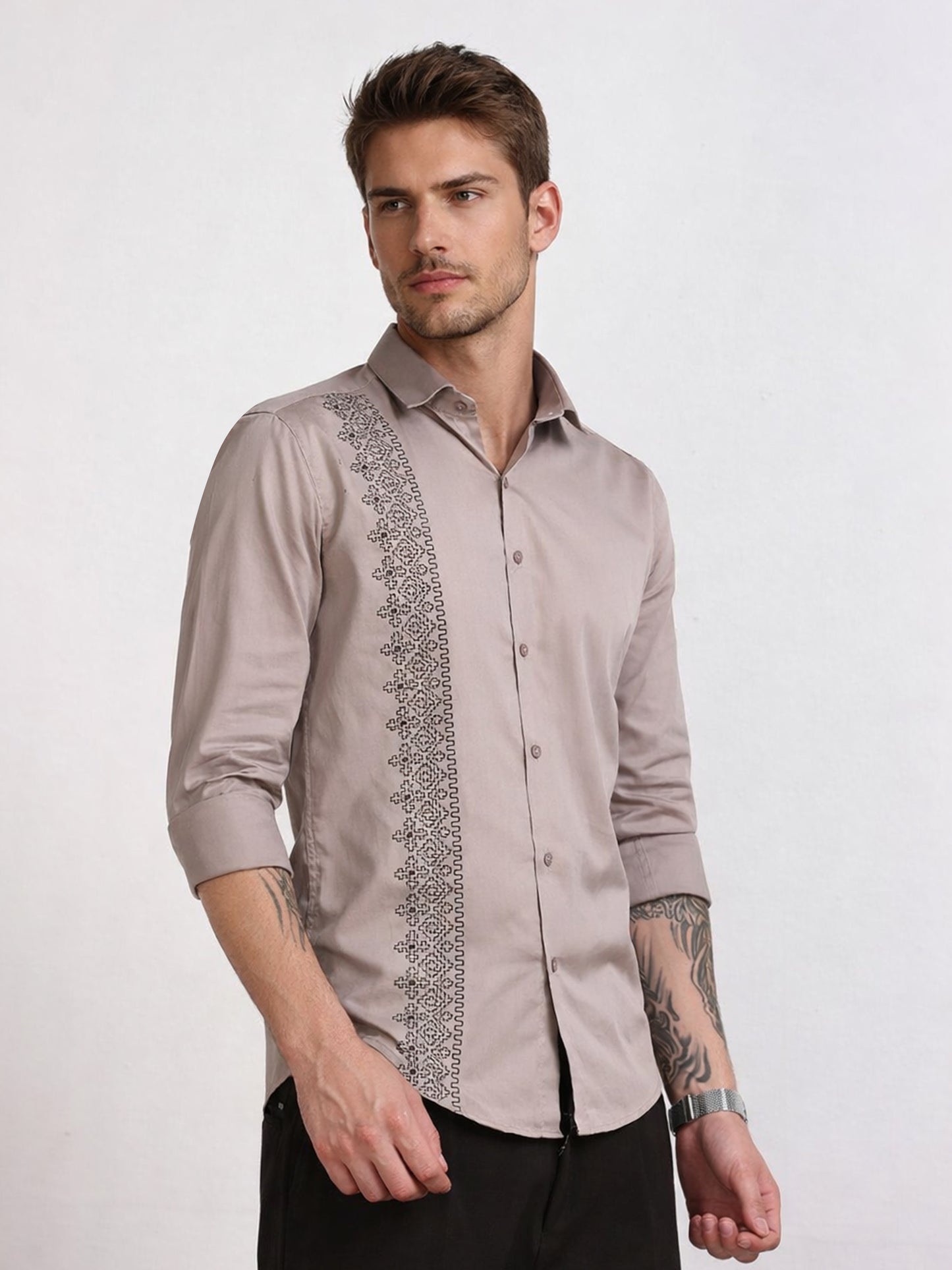 Men's Beige Embroidery