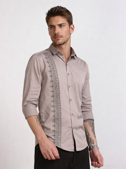 Men's Beige Embroidery