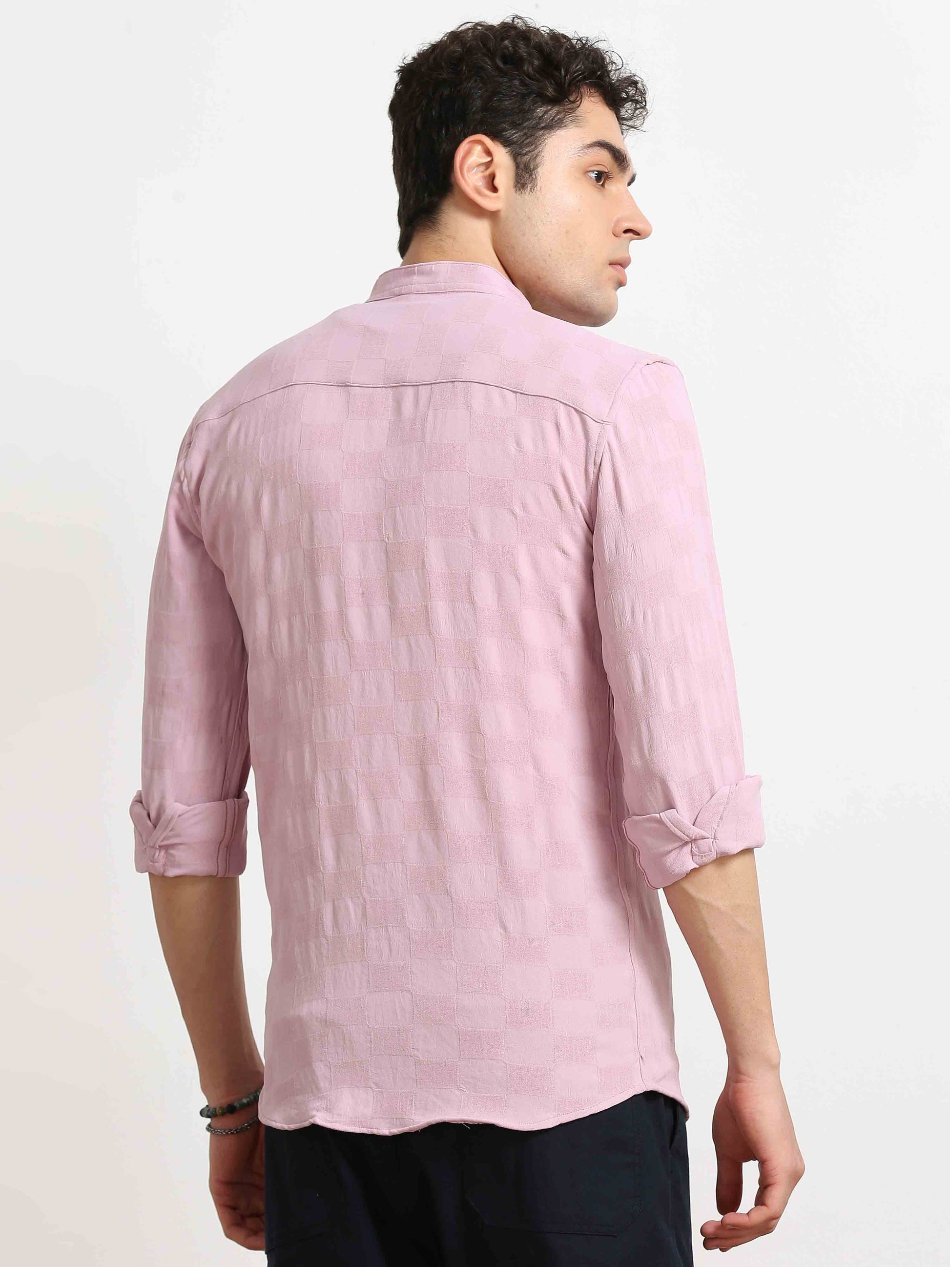 Pink Box Texture Solid Shirt For Men