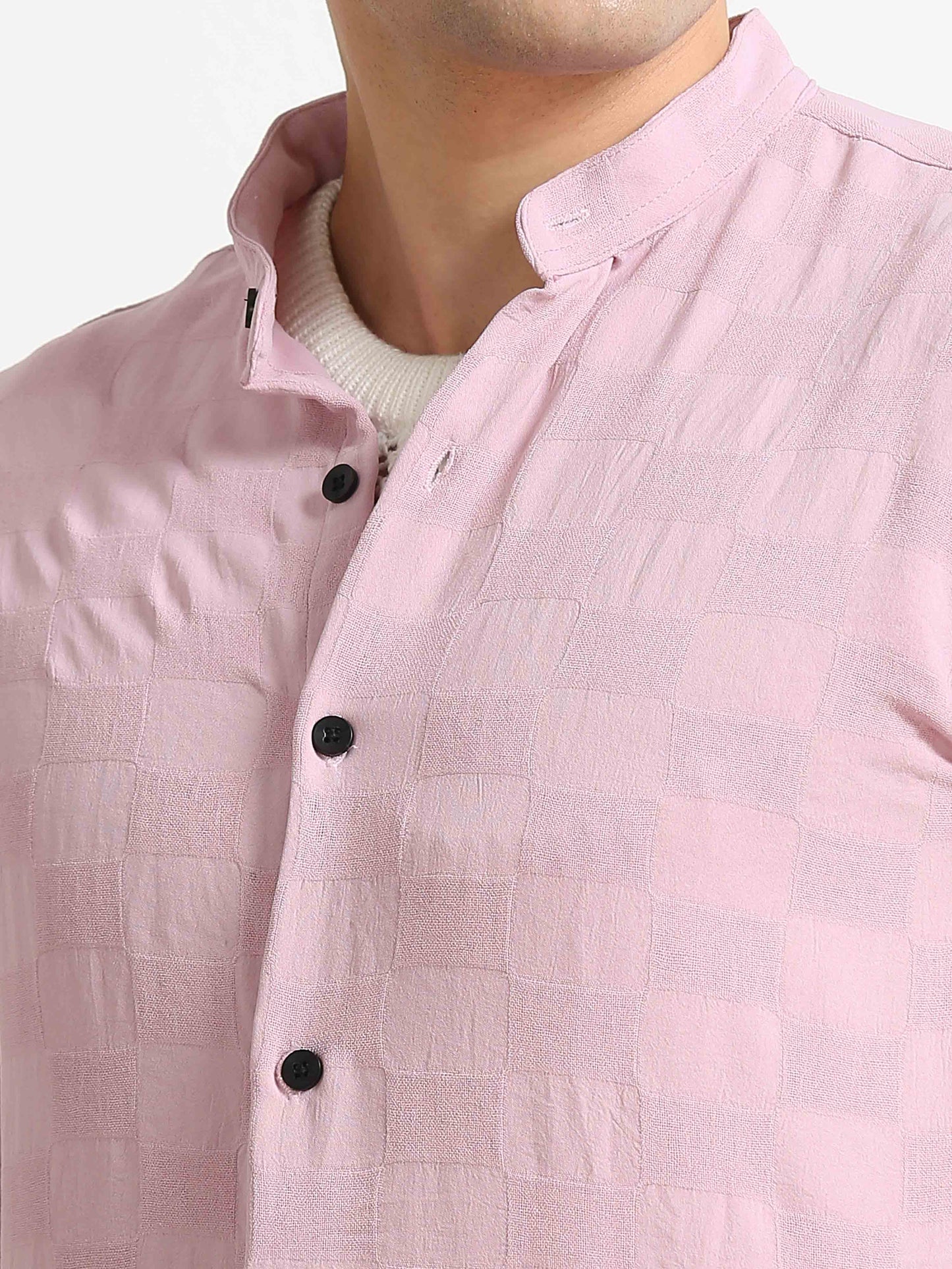 Pink Box Texture Solid Shirt For Men