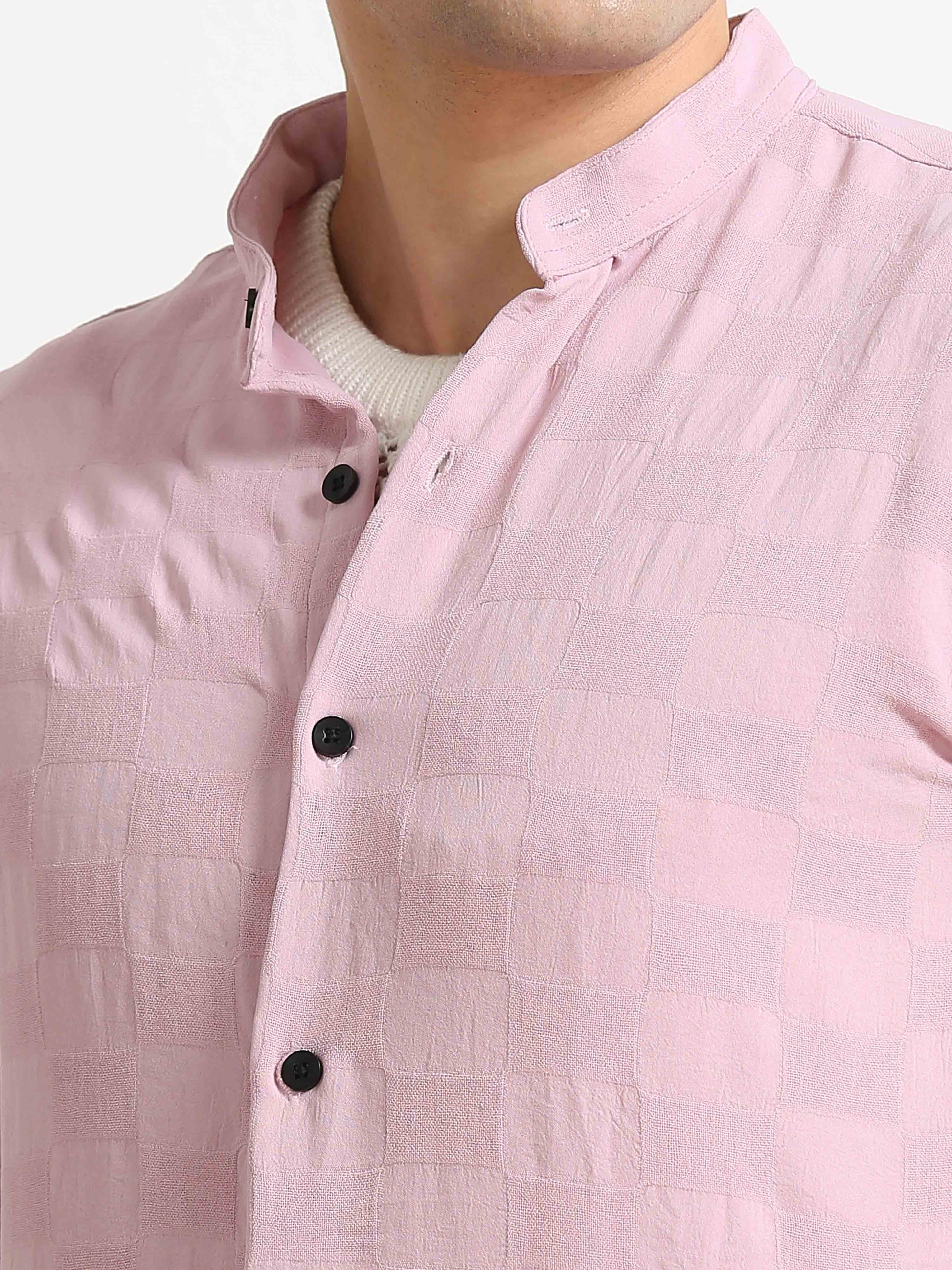 Pink Box Texture Solid Shirt For Men