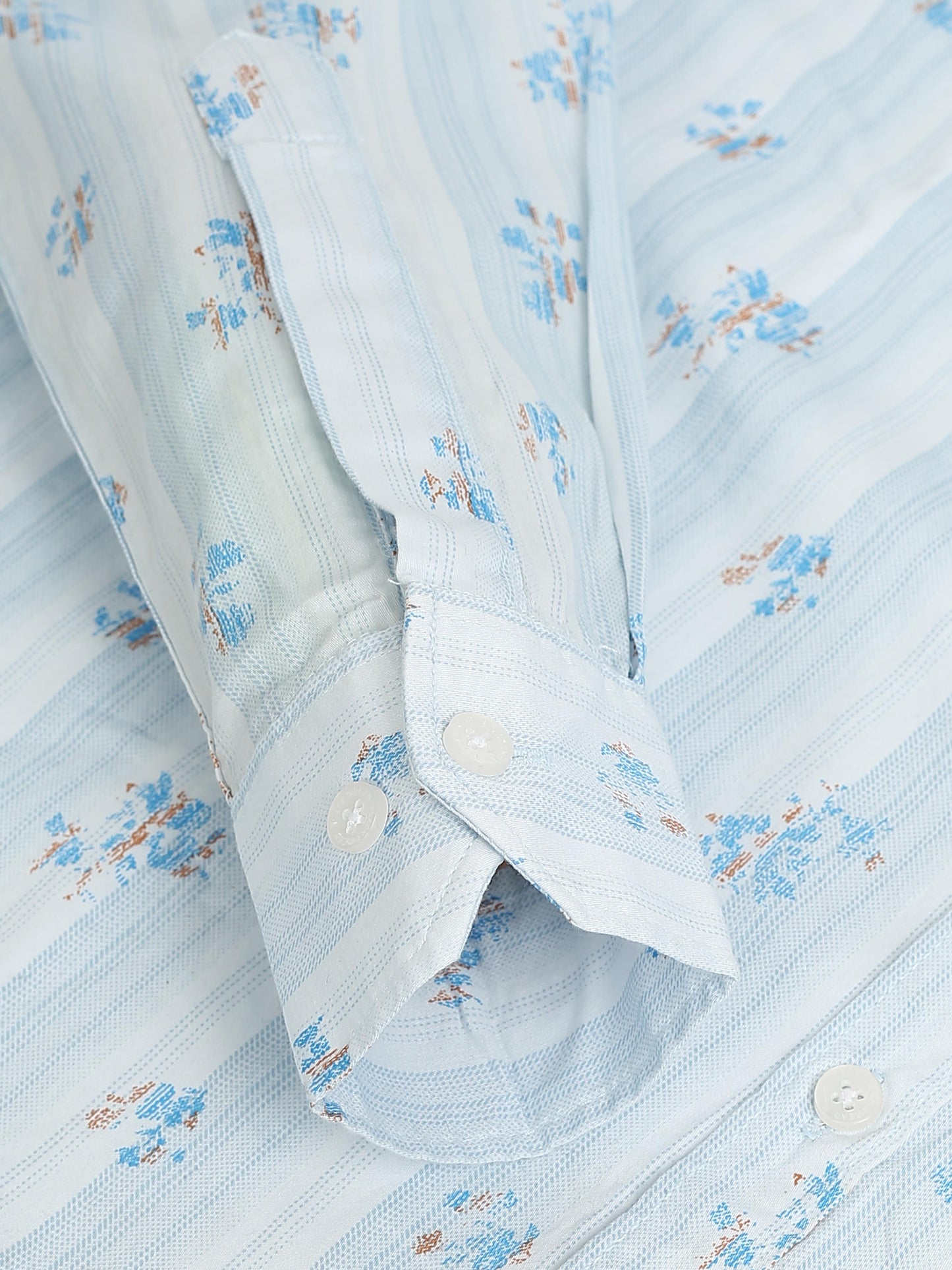 Men’s Light Blue Palm Print Cotton Shirt