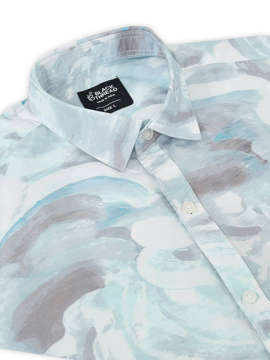 Men’s White &amp; Grey Tropical Breeze Cotton Shirt