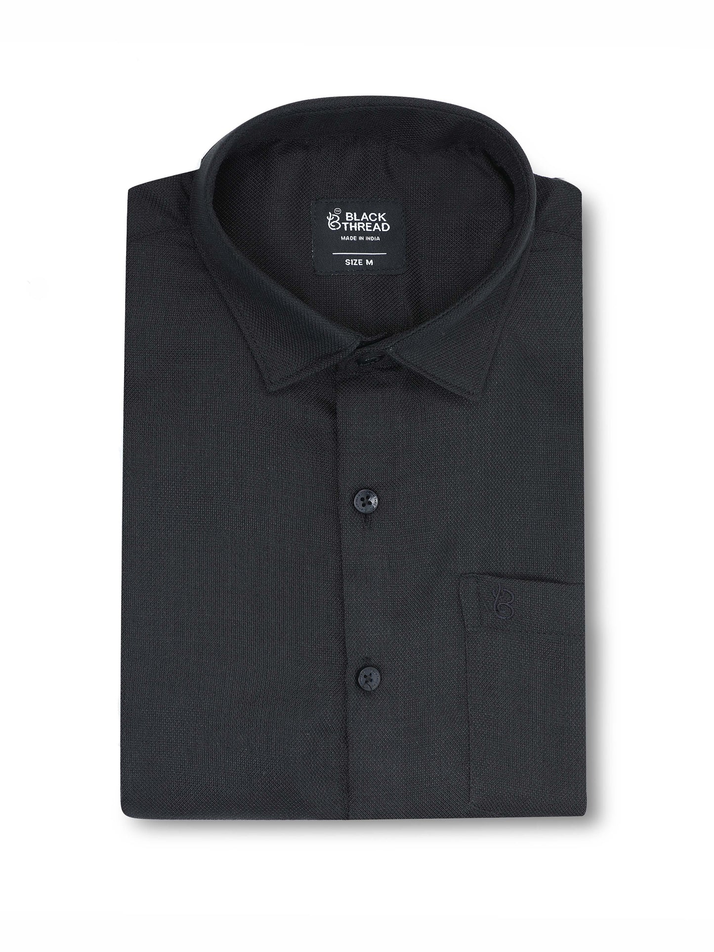 Men’s Black Pure Linen Shirt by Black Thread