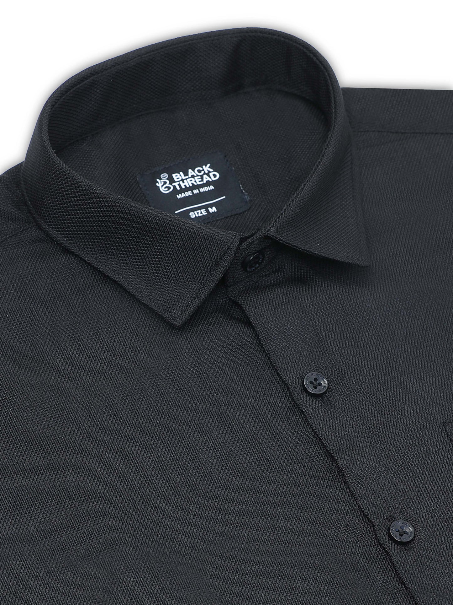 Men’s Black Pure Linen Shirt by Black Thread