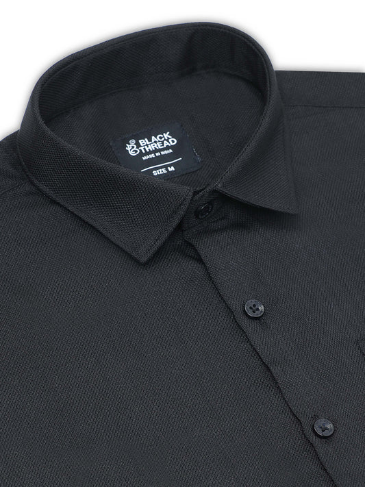 Men’s Black Pure Linen Shirt by Black Thread
