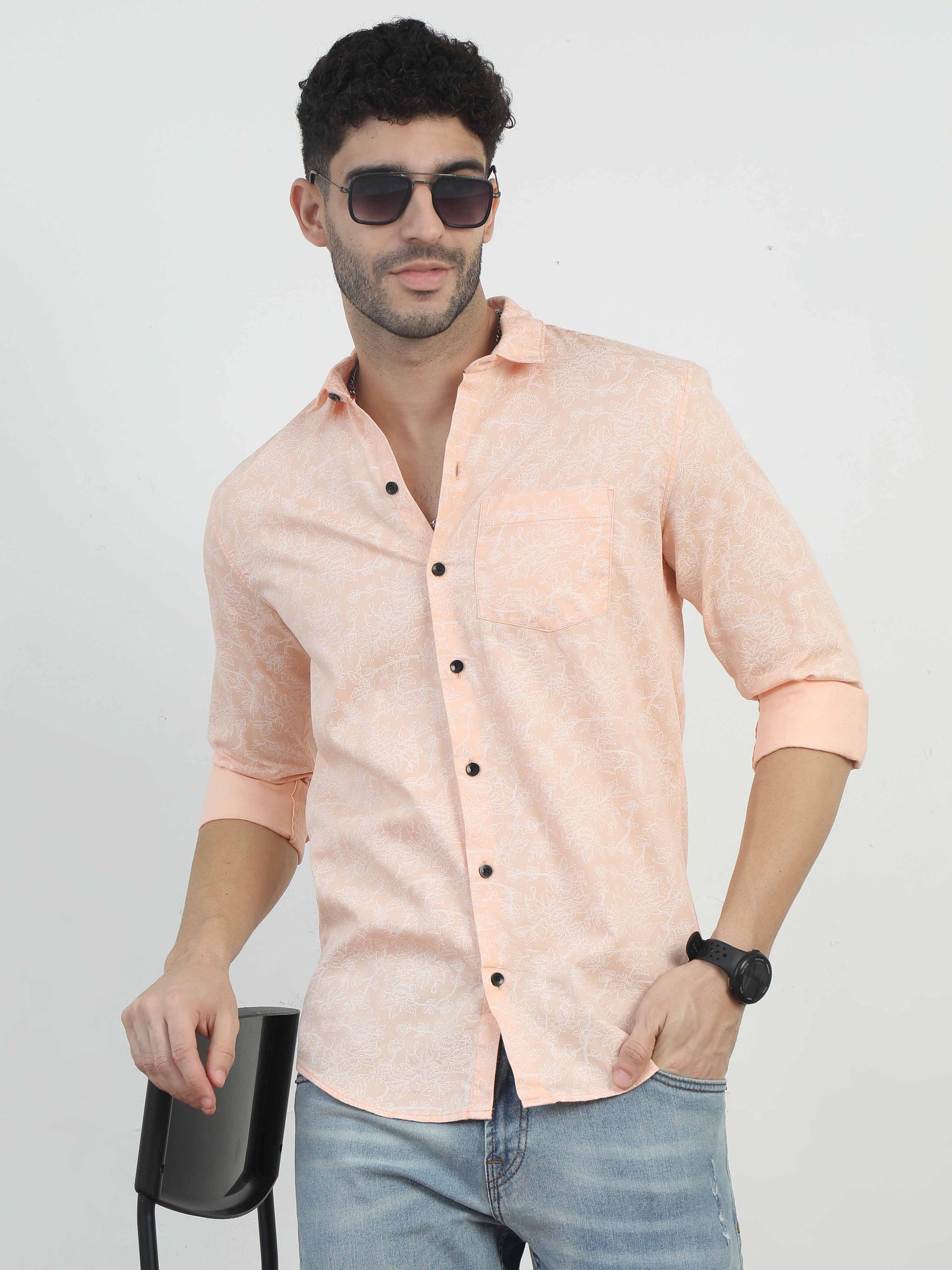 peach color dress shirt for men Men's Classic Fit Long Sleeve Wrinkle Resistant Button Down Premium Dress Shirt
