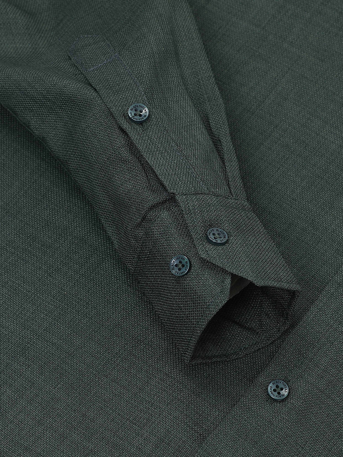 Men’s Dark Green Pure Linen Shirt by Black Thread