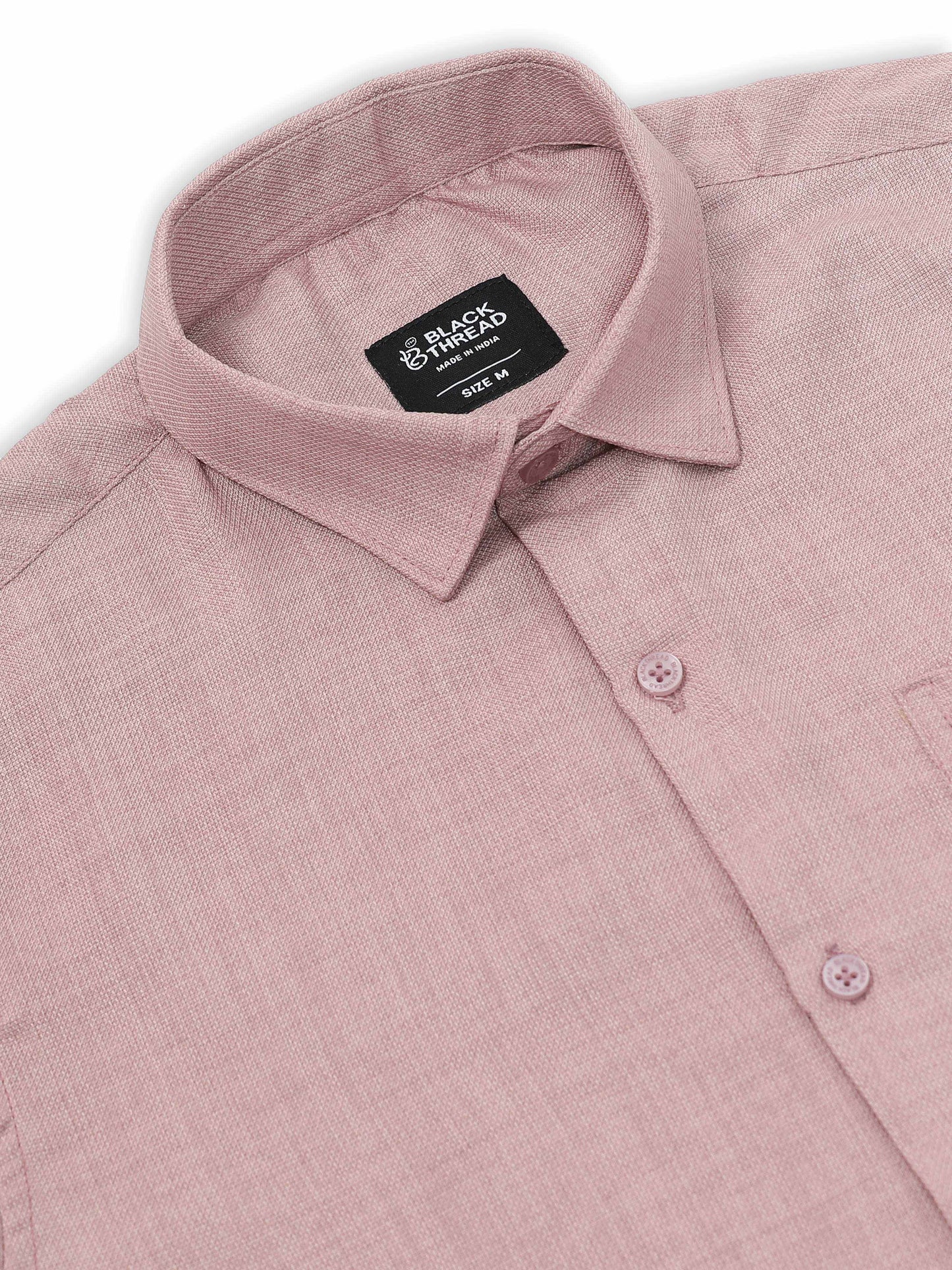 Men’s Light Mauve Pure Linen Shirt by Black Thread
