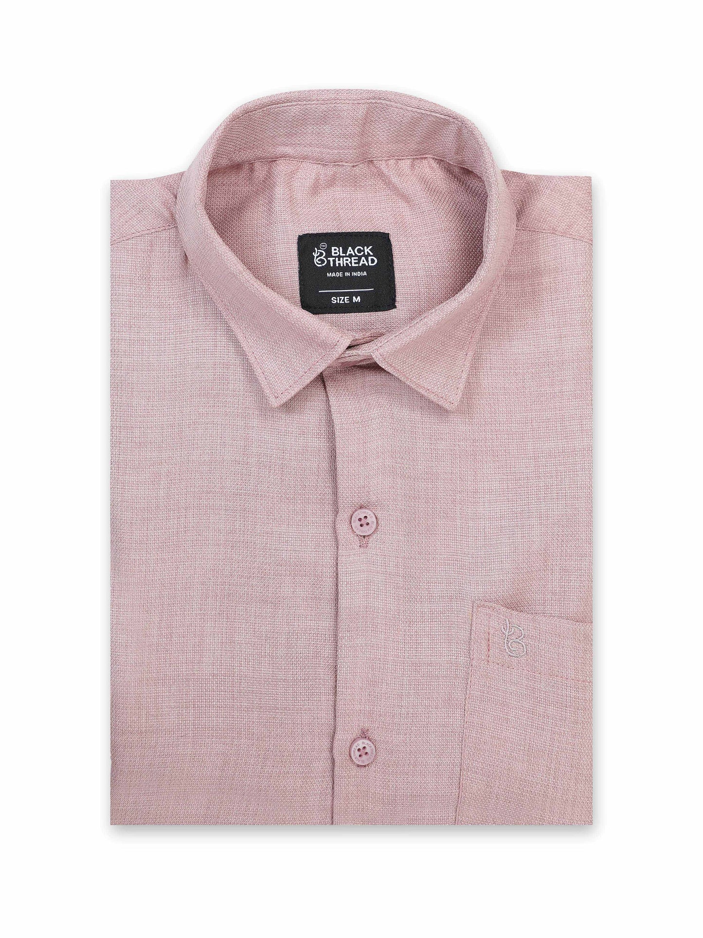 Men’s Light Mauve Pure Linen Shirt by Black Thread