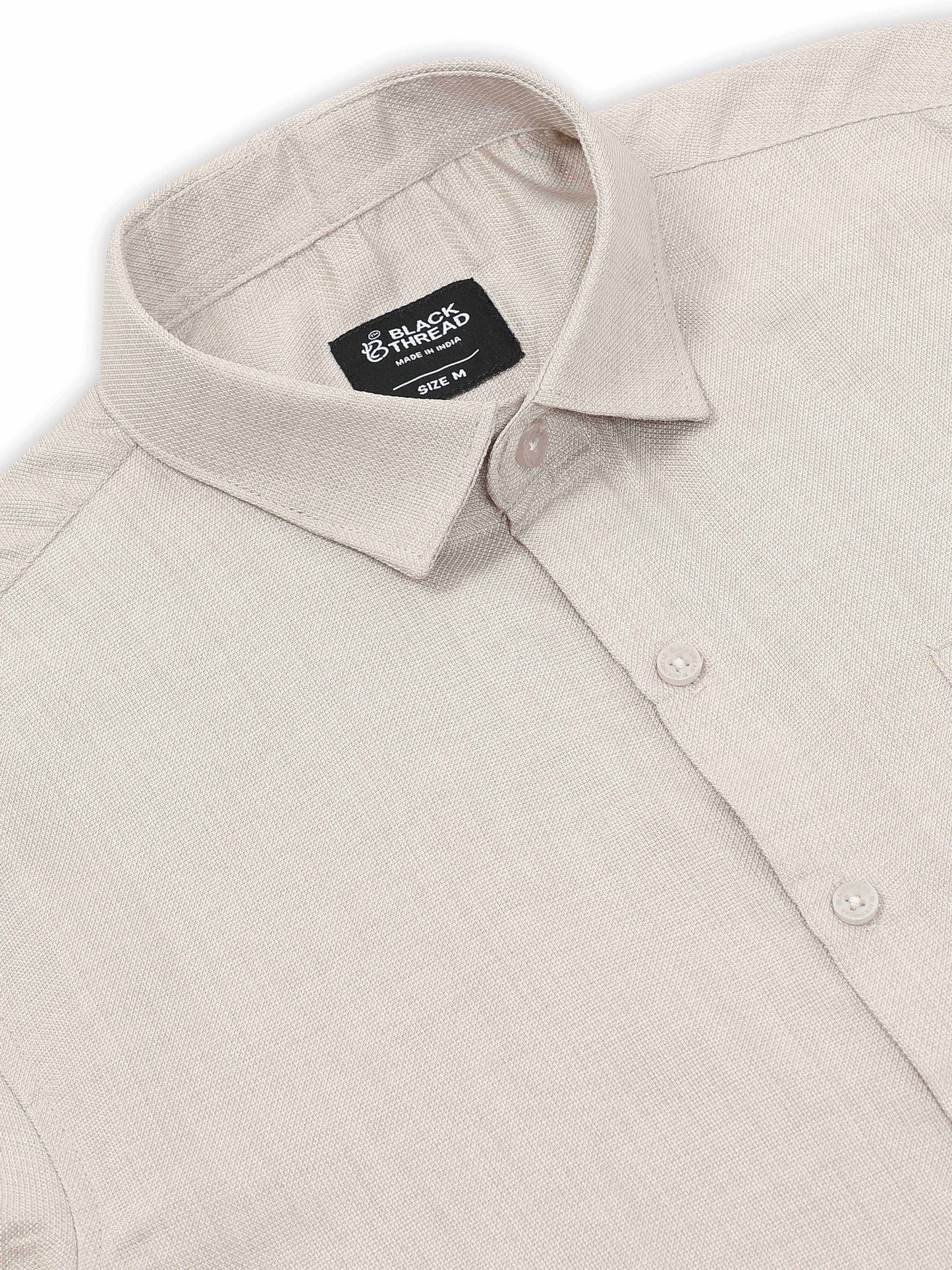 Men’s Beige Pure Linen Shirt by Black Thread