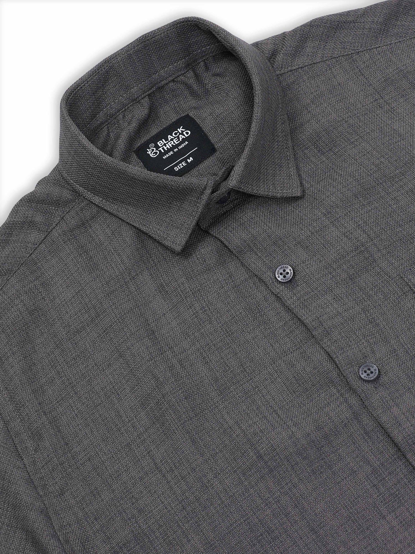 Men’s Charcoal Grey Pure Linen Shirt by Black Thread