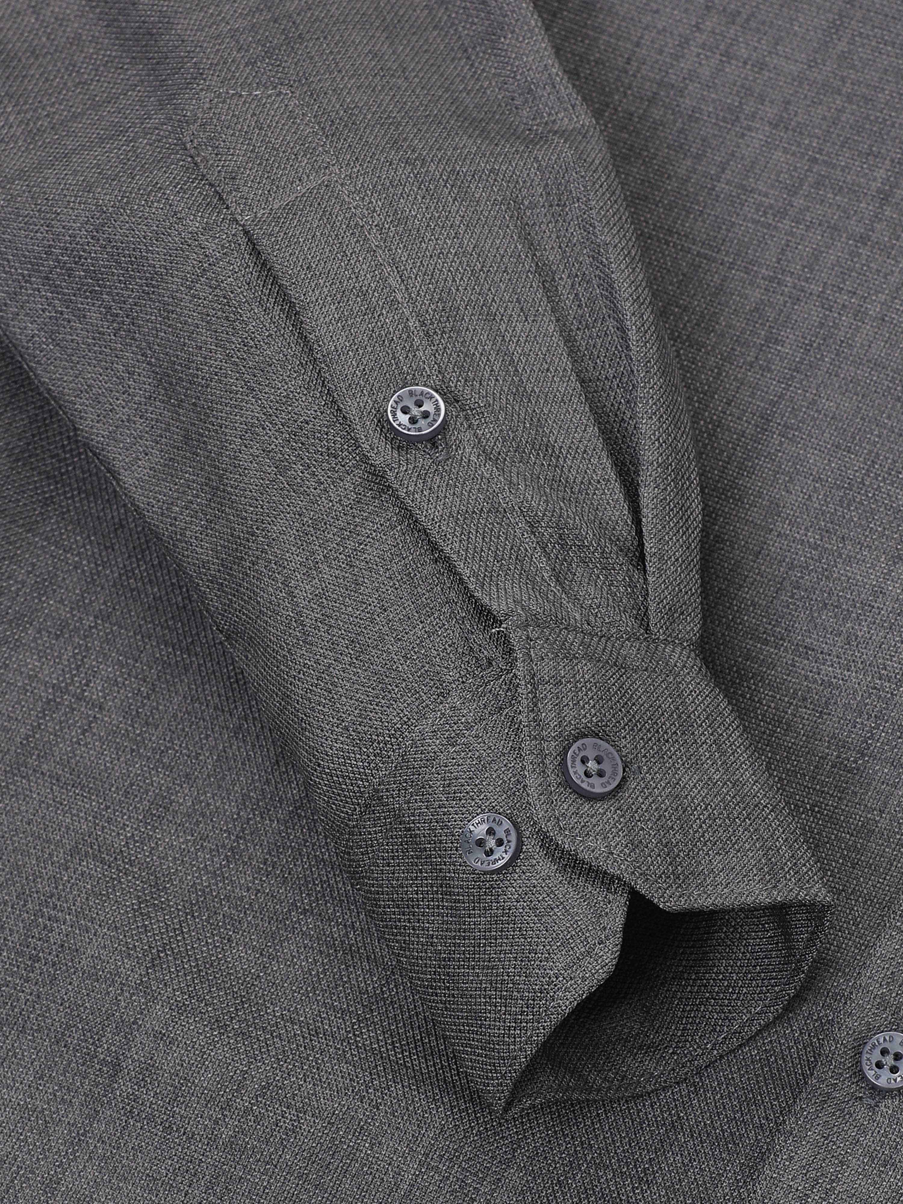 Men's Charcoal Grey Pure Linen Shirt by Black Thread