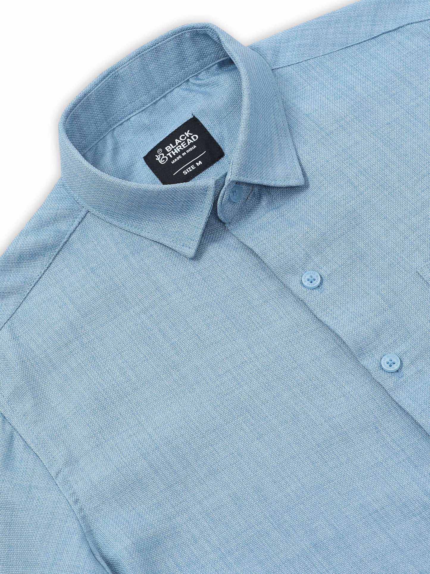Men’s Light Blue Pure Linen Shirt by Black Thread