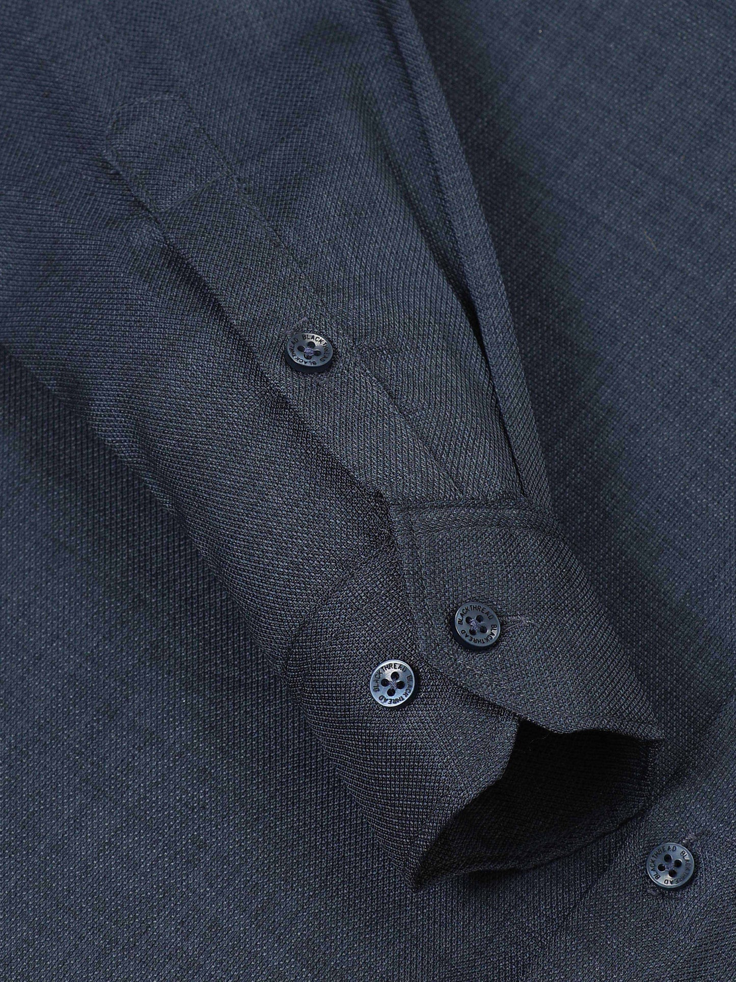 Men’s Navy Blue Pure Linen Shirt by Black Thread