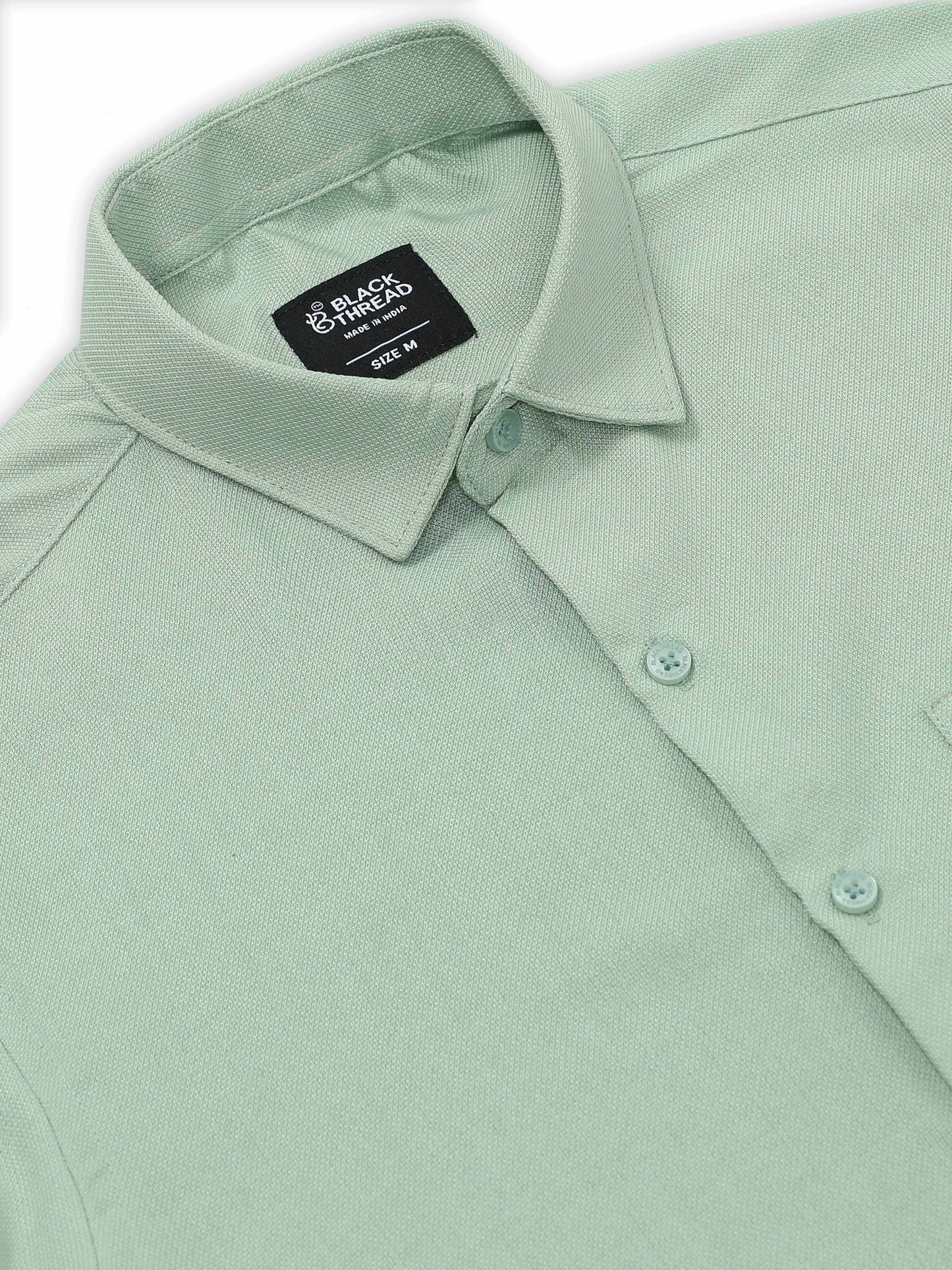 Men’s Light Green Pure Linen Shirt by Black Thread