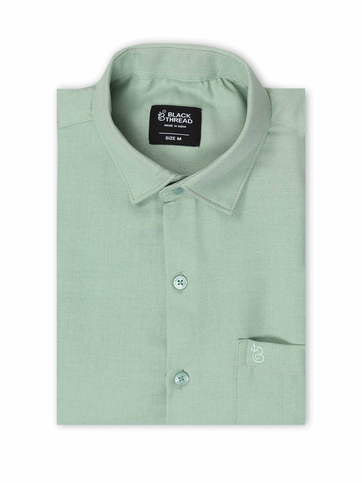 Men’s Light Green Pure Linen Shirt by Black Thread