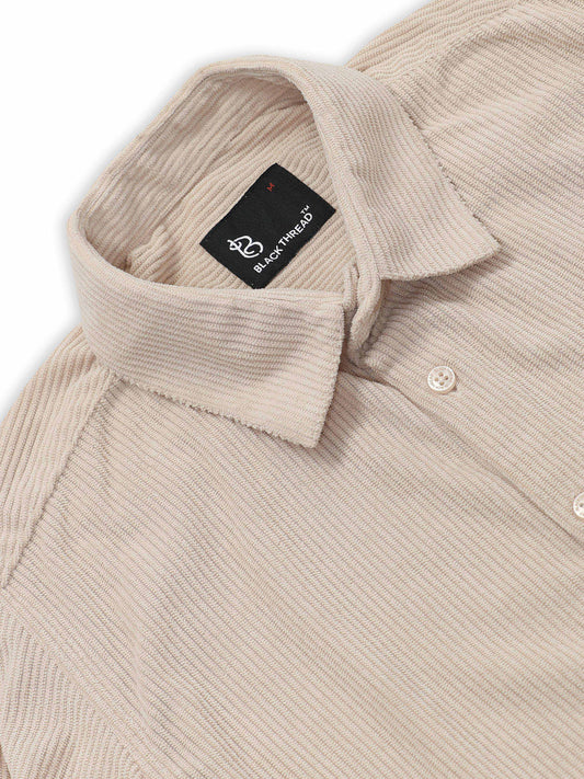 Beige Full sleeve Corduroy Shirts