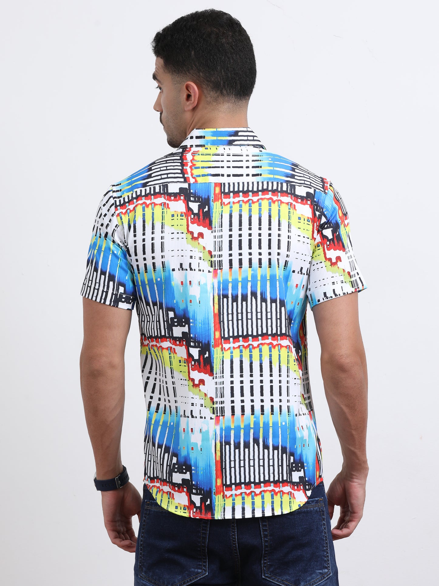 Multi Half Sleeve Poly Cotton Digital Print Shirts
