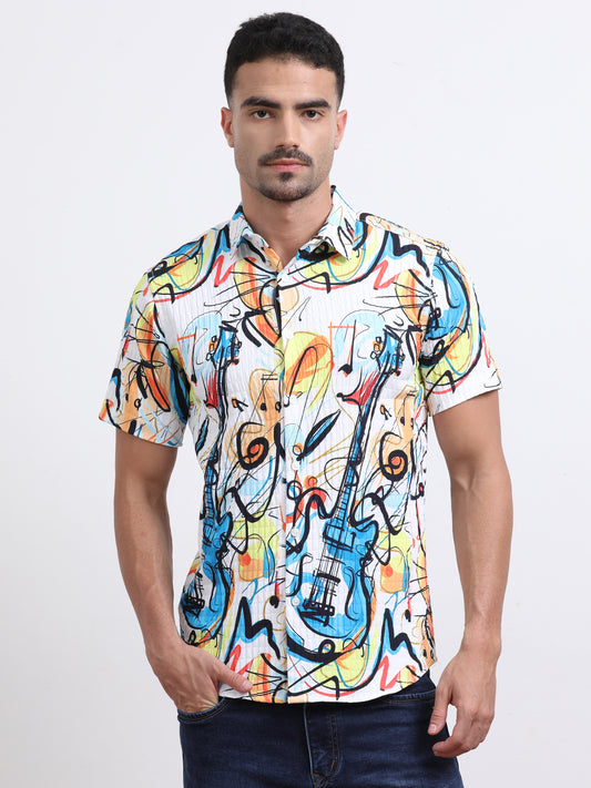 Multi Half Sleeve Poly Cotton Digital Print Shirts