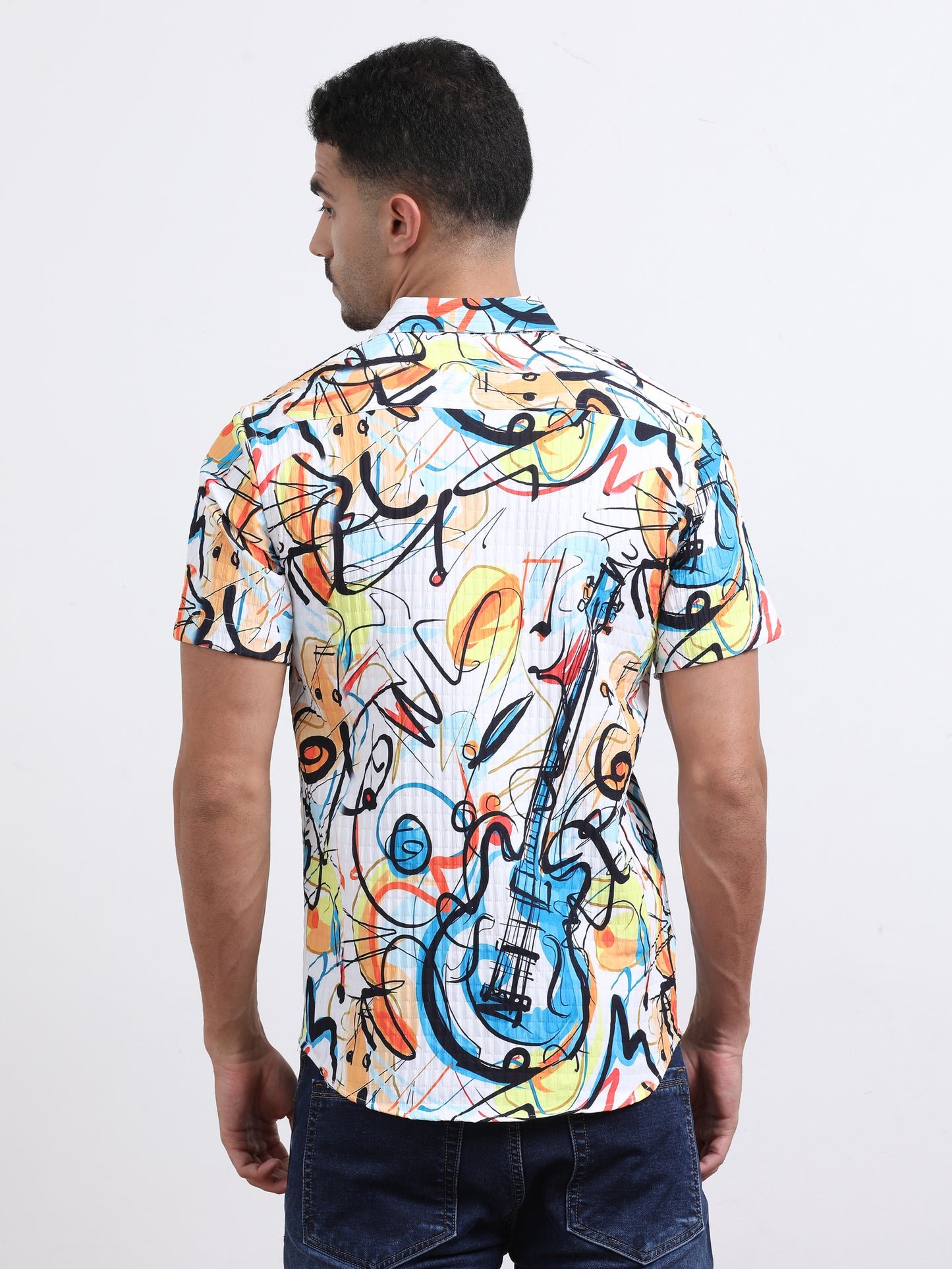 Multi Half Sleeve Poly Cotton Digital Print Shirts