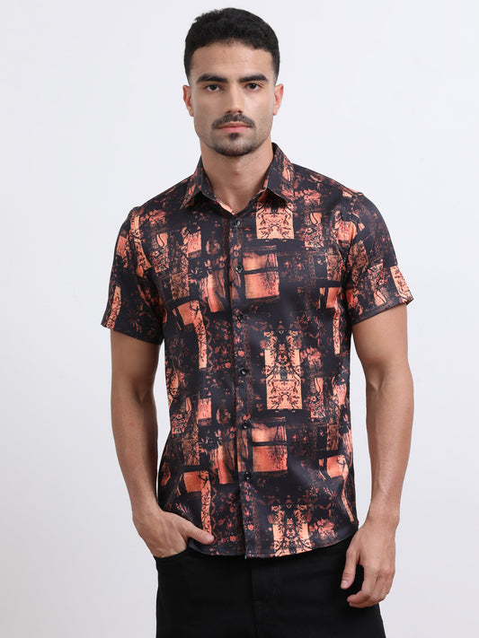 Multi Half Sleeve Poly Cotton Digital Print Shirts