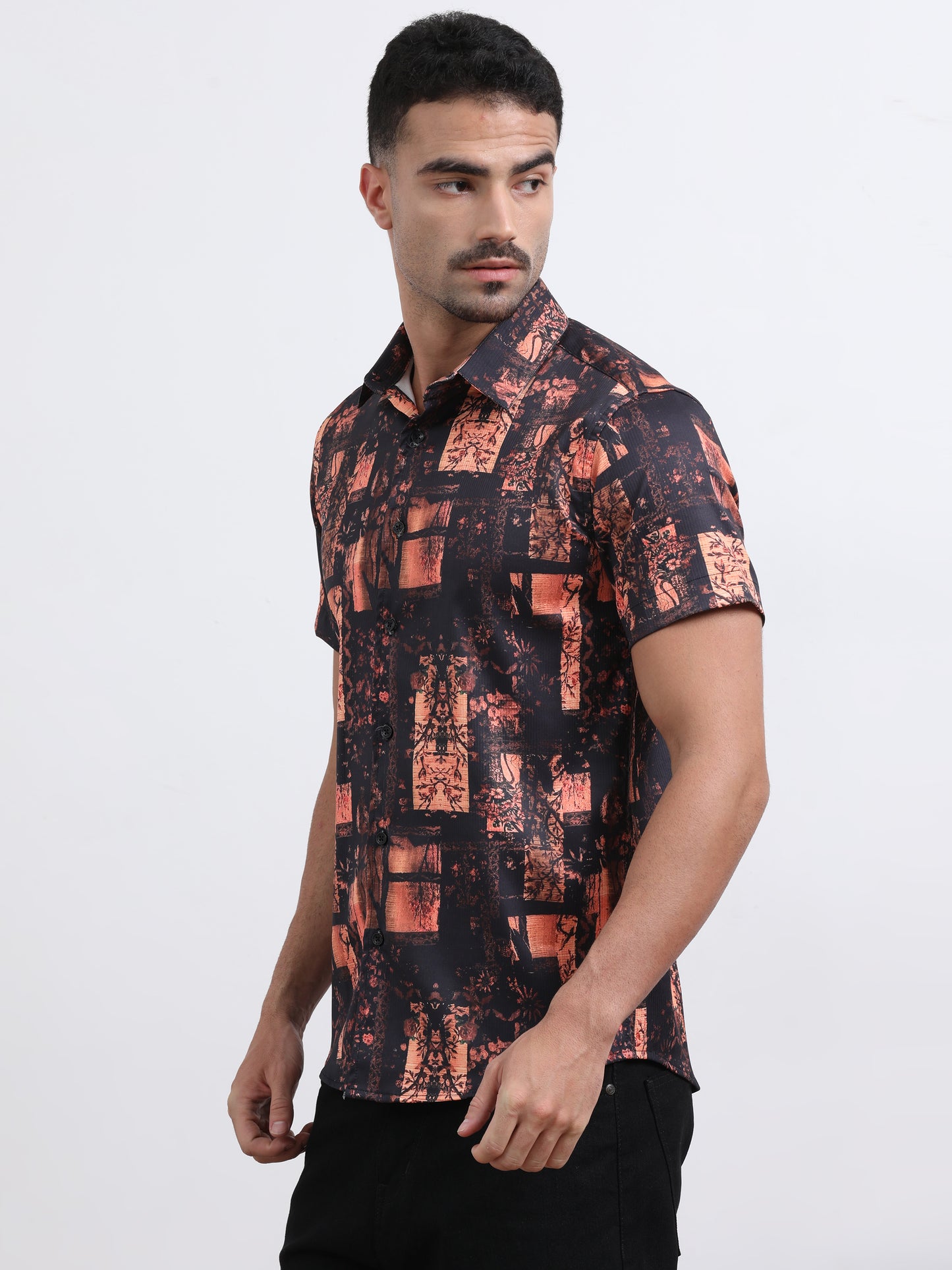 Multi Half Sleeve Poly Cotton Digital Print Shirts