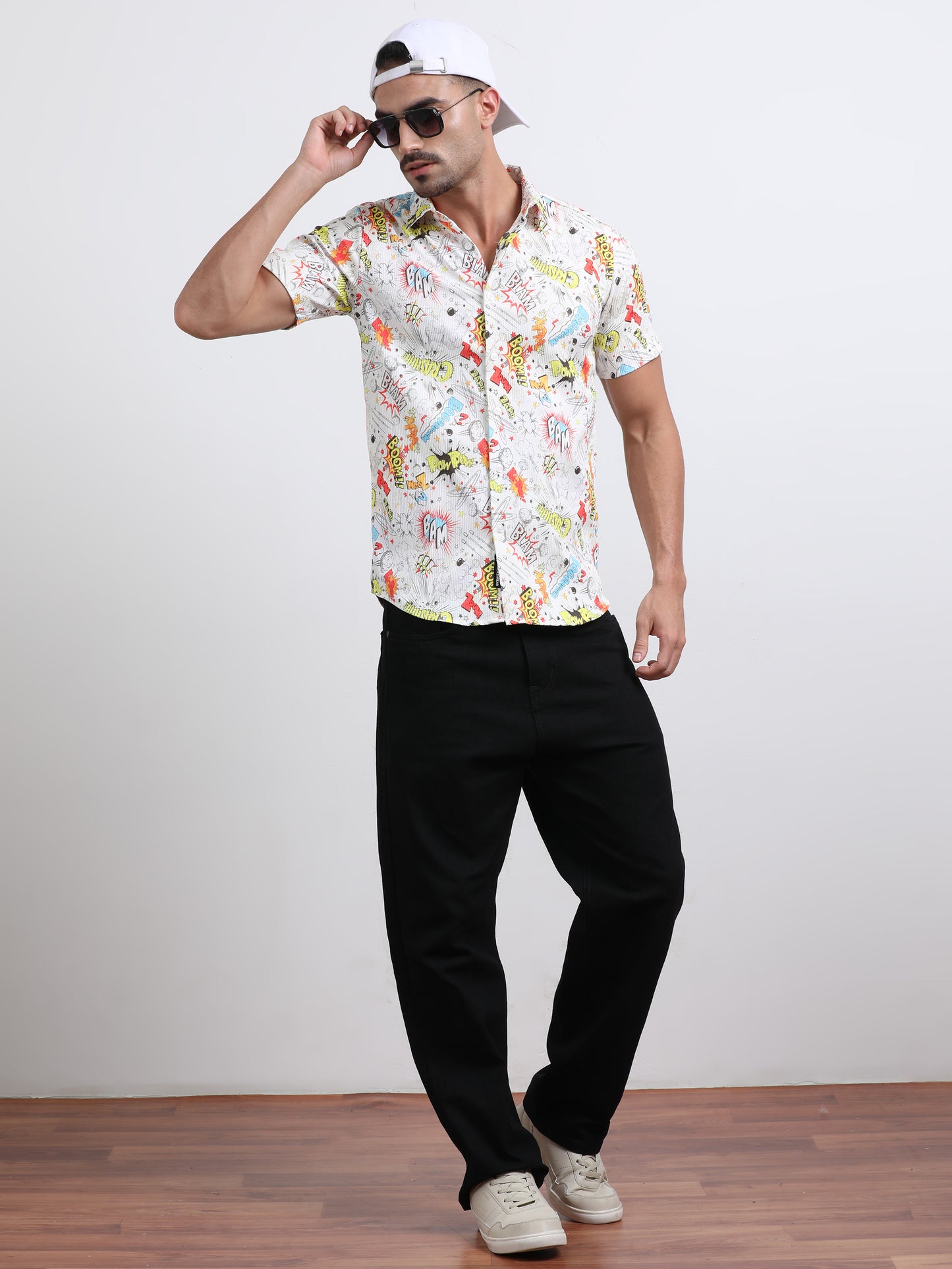 Multi Half Sleeve Poly Cotton Digital Print Shirts