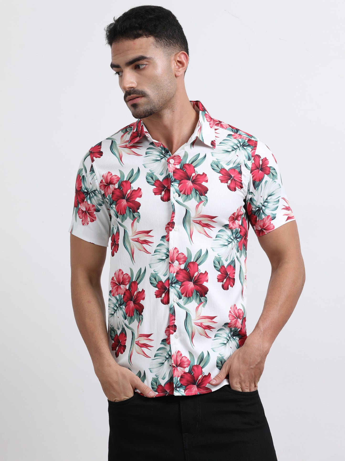 Multi Half Sleeve Poly Cotton Digital Print Shirts