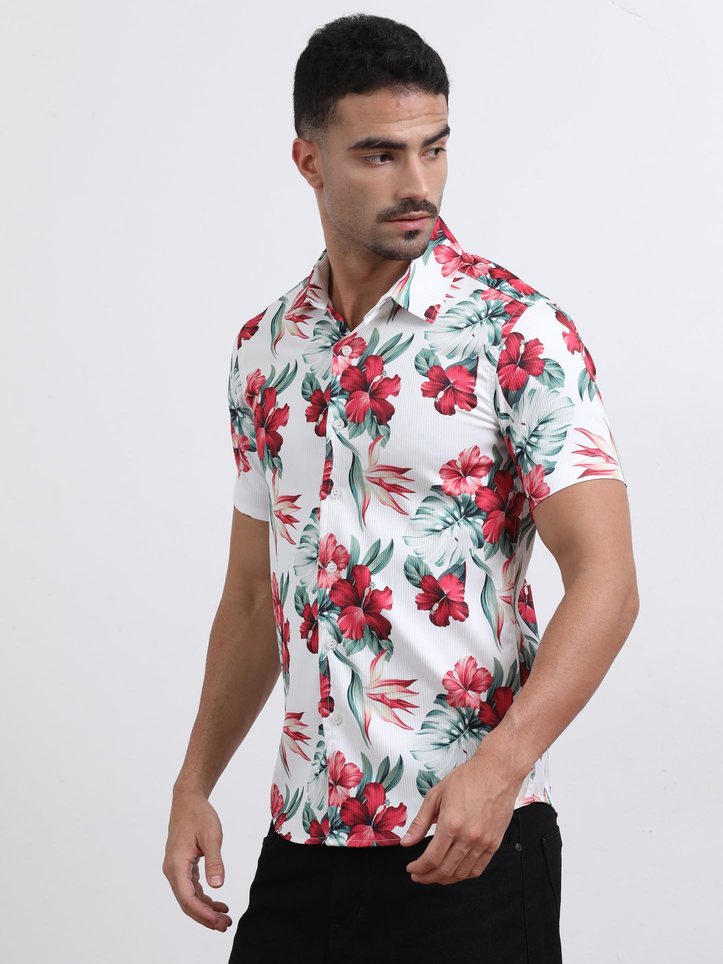 Multi Half Sleeve Poly Cotton Digital Print Shirts