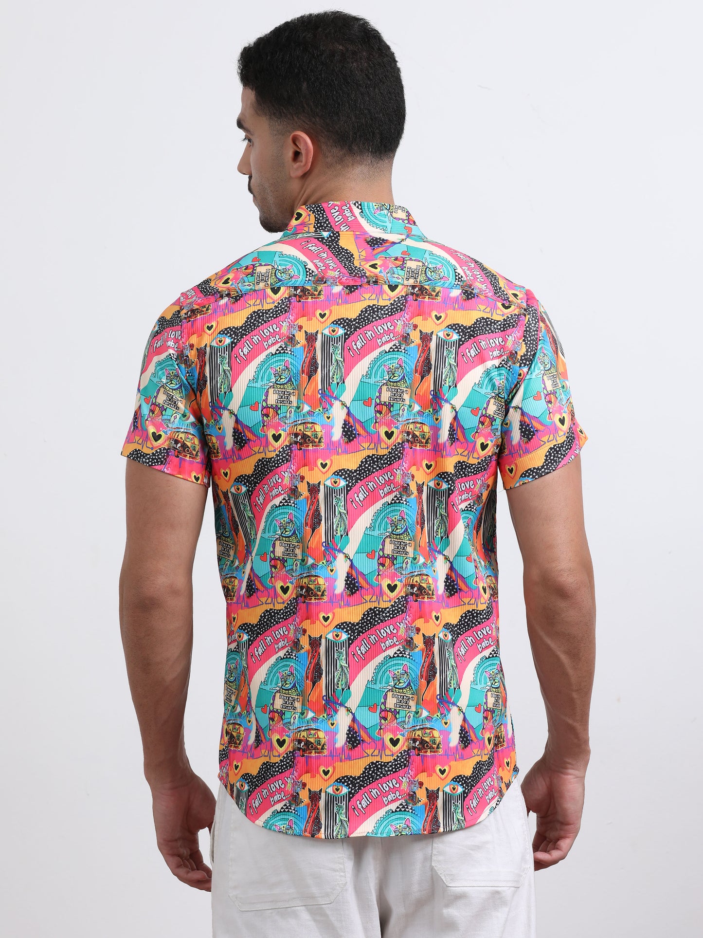 Multi Half Sleeve Poly Cotton Digital Print Shirts