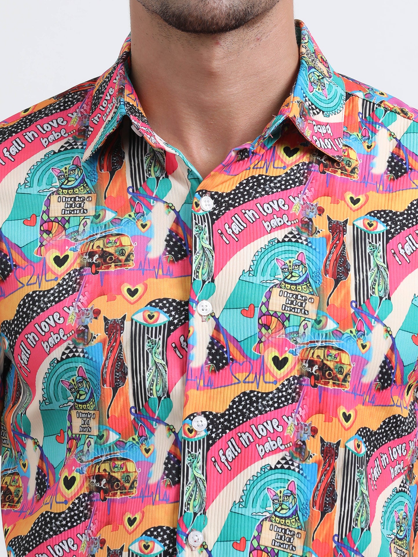 Multi Half Sleeve Poly Cotton Digital Print Shirts