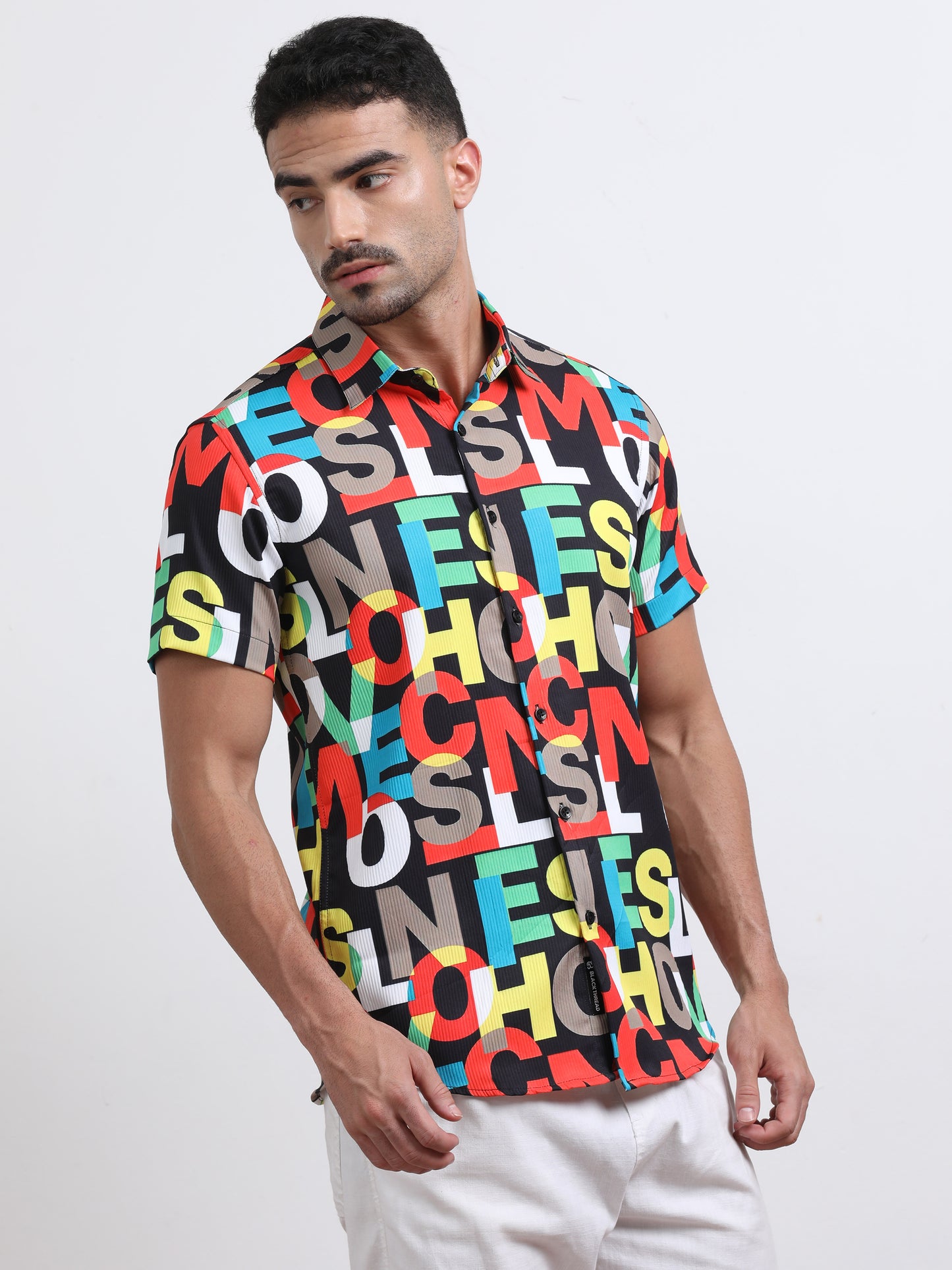 Multi Half Sleeve Poly Cotton Digital Print Shirts