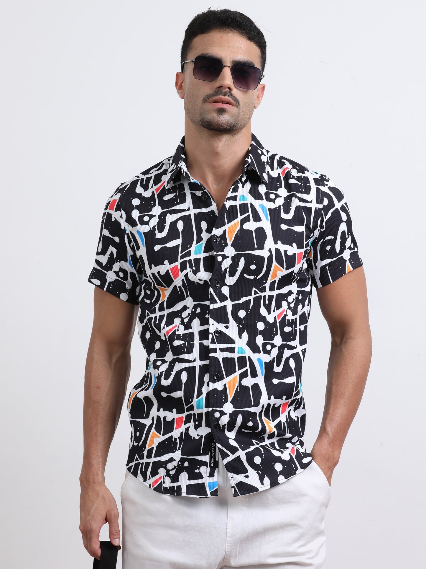 Multi Half Sleeve Poly Cotton Digital Print Shirts