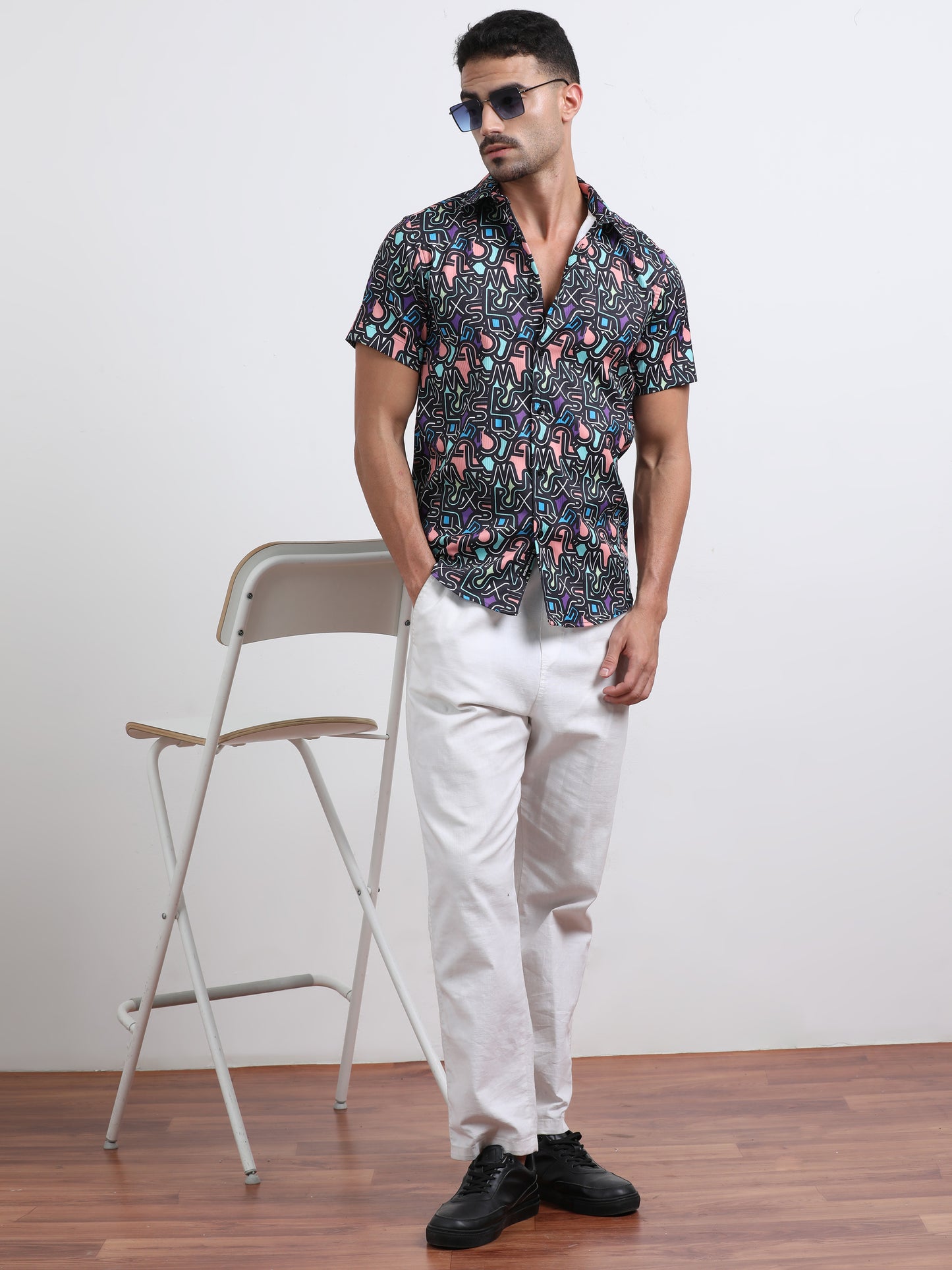 Multi Half Sleeve Poly Cotton Digital Print Shirts