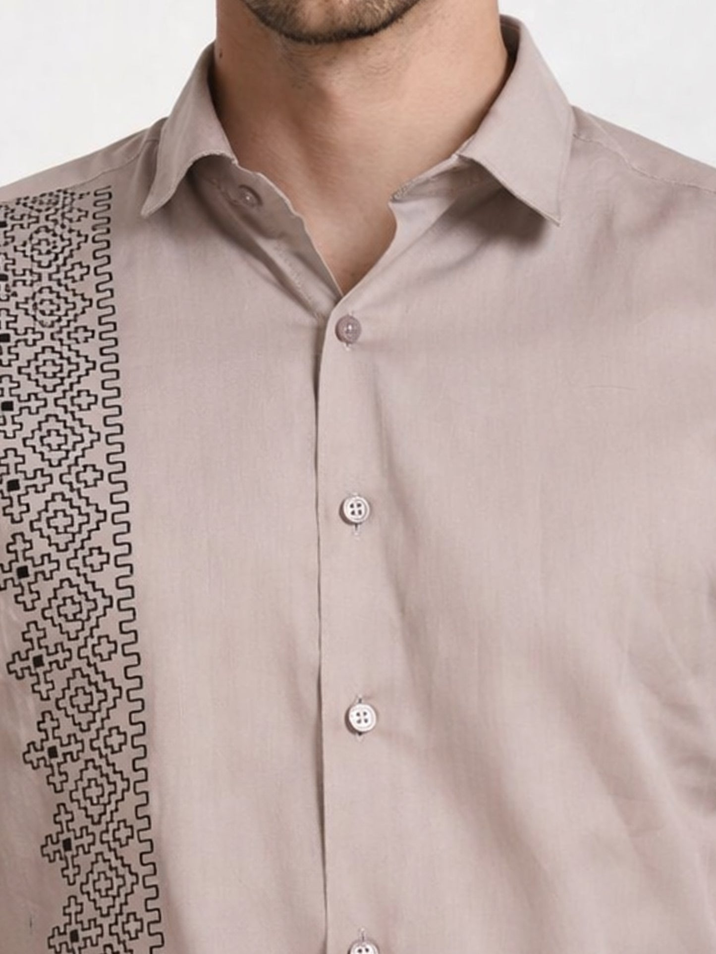 Men's Beige Embroidery