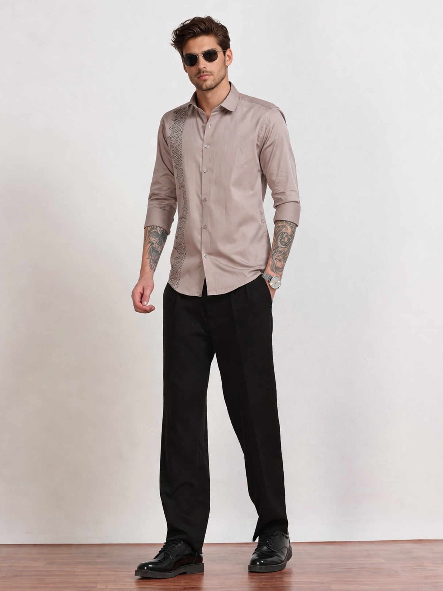 Men's Beige Embroidery