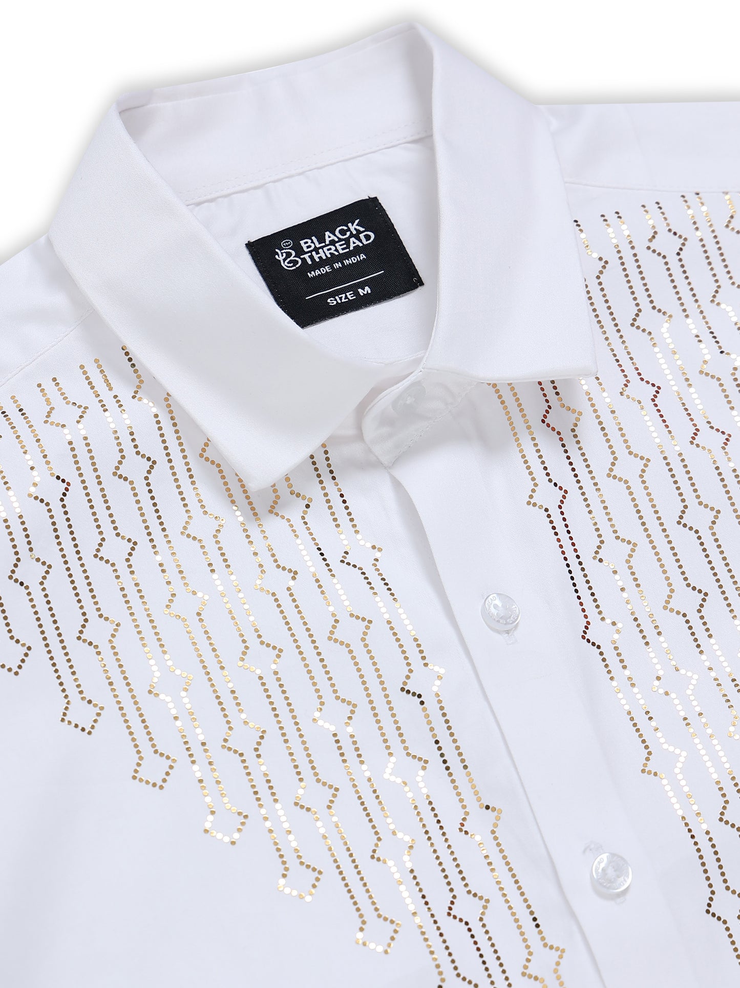 Men's White Stone Work