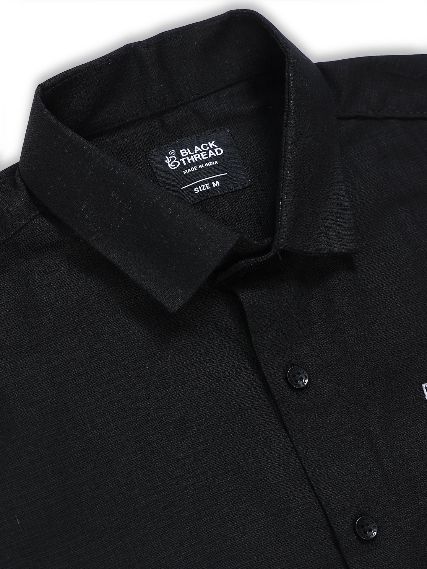 Men's Linen Black Whiskey Glass Embroidery
