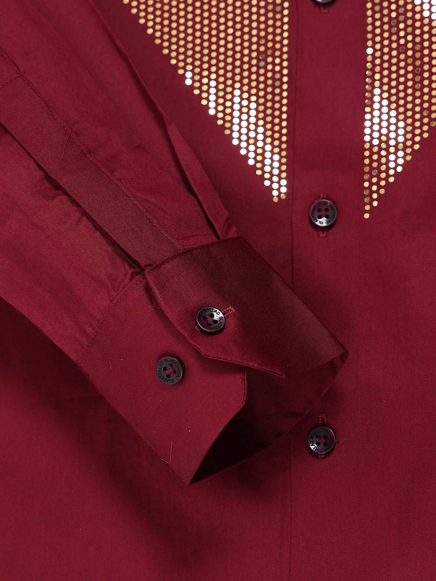 Men's Maroon Shield Stone Work