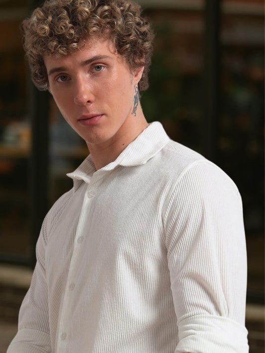 White Full sleeve Corduroy Shirts