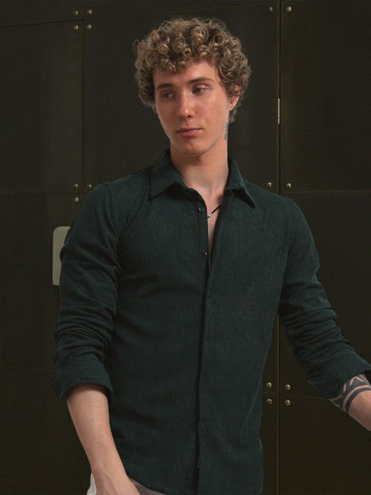 Dark green Full sleeve Corduroy Shirts