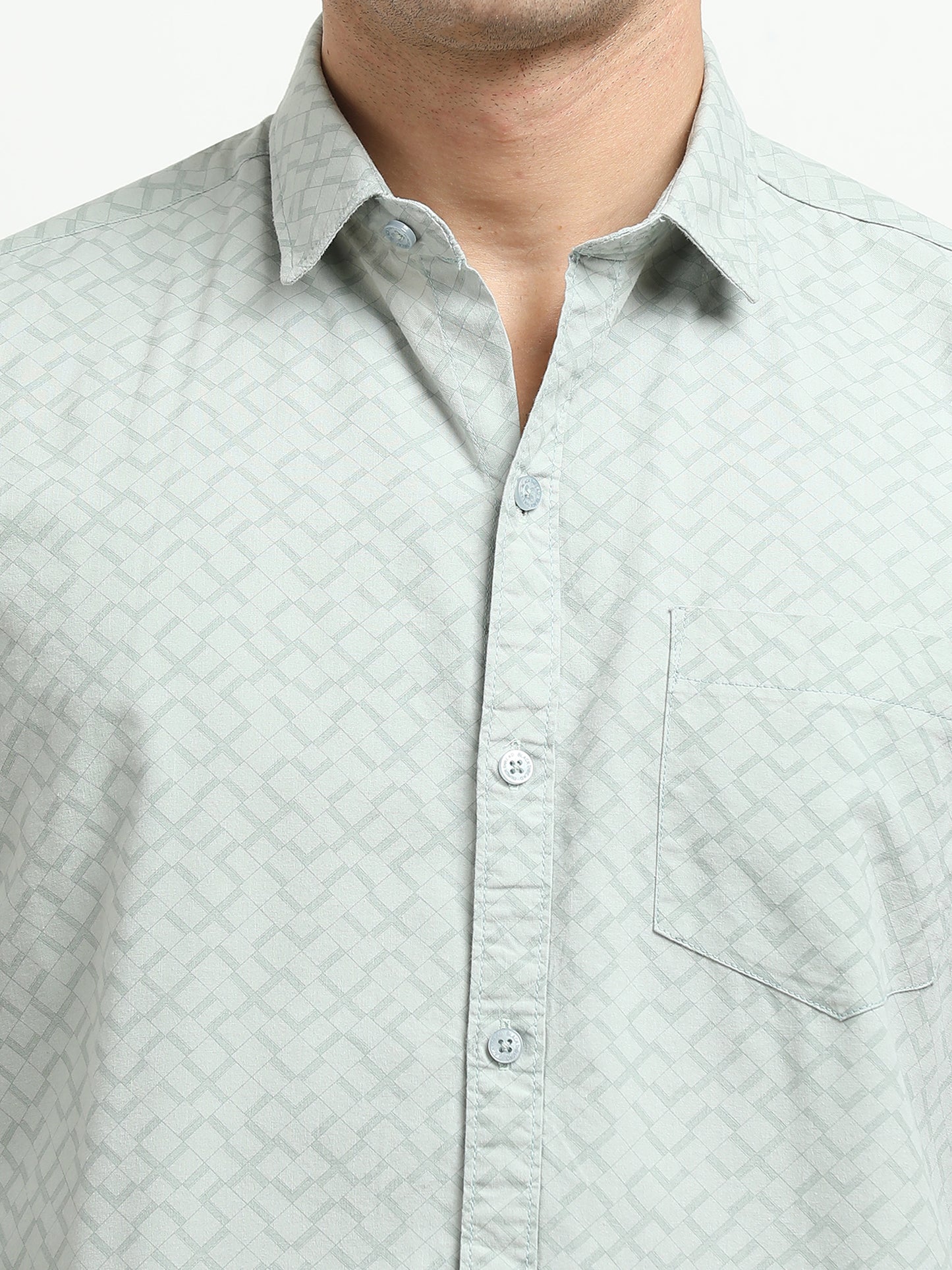 Men’s Light Grey Subtle Printed Slim Fit Casual Shirt By Black Thread