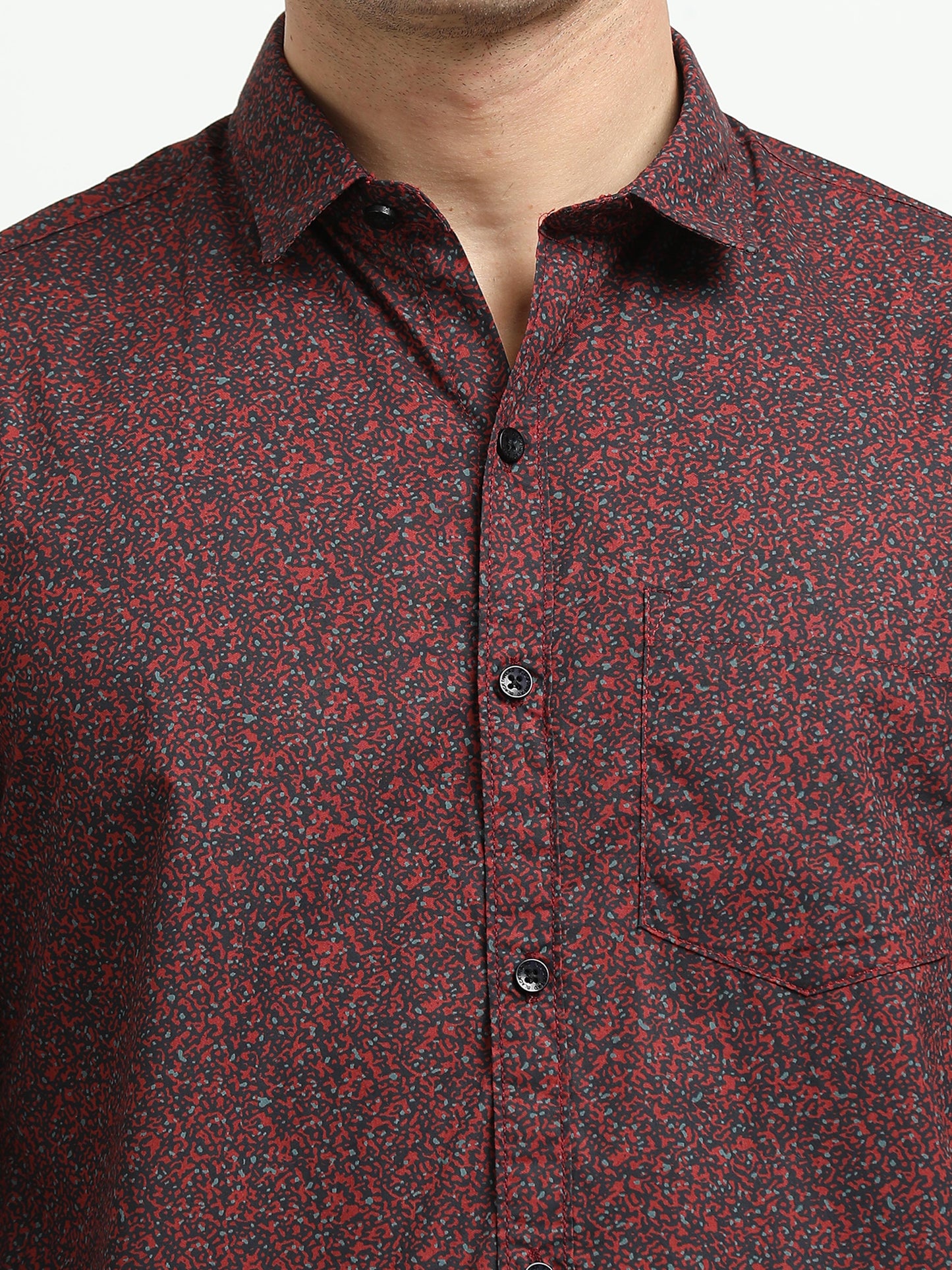 Men’s Maroon Micro Printed Slim Fit Casual Shirt By Black Thread