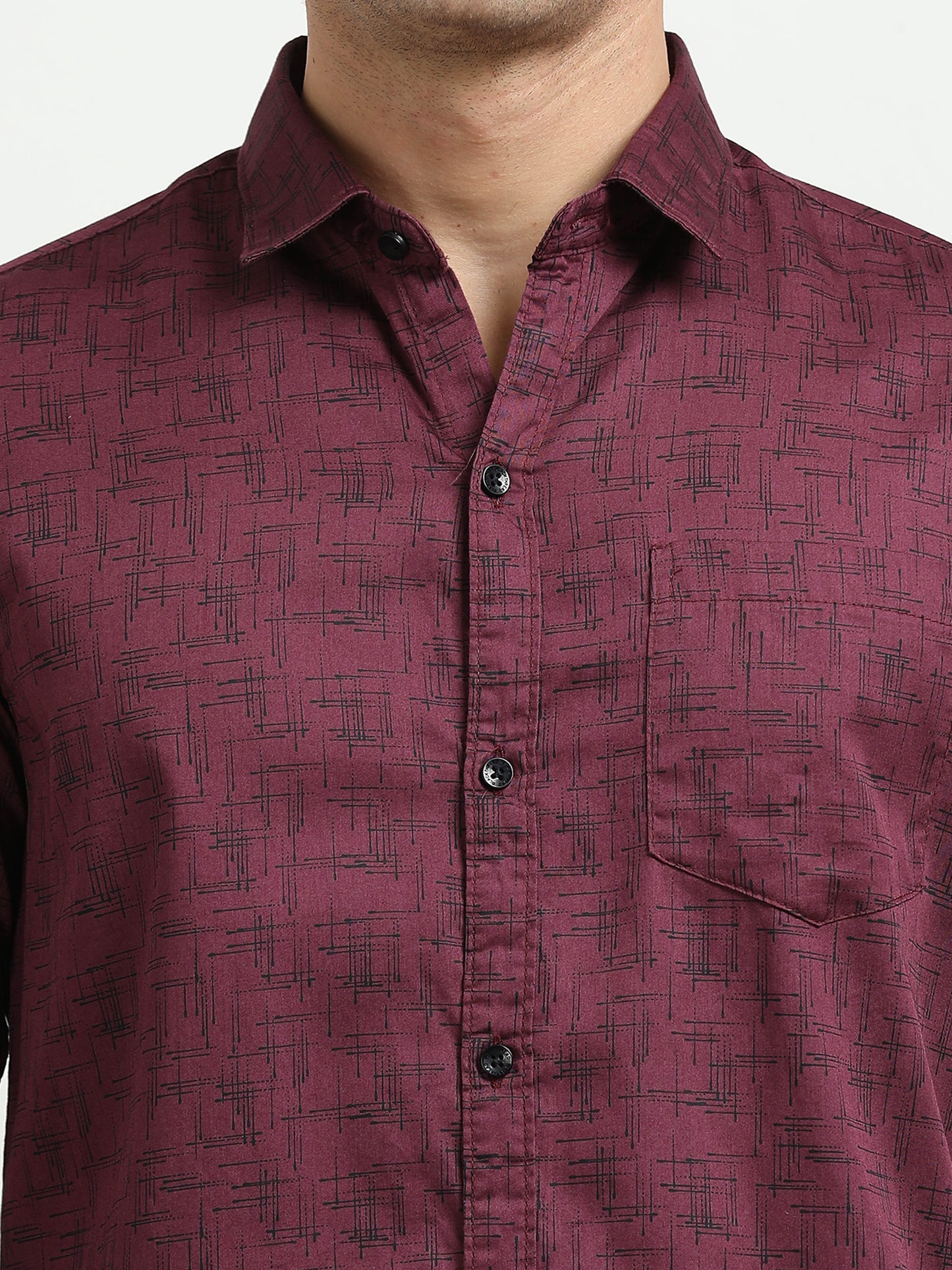 Men’s Maroon Printed Slim Fit Casual Shirt By Black Thread