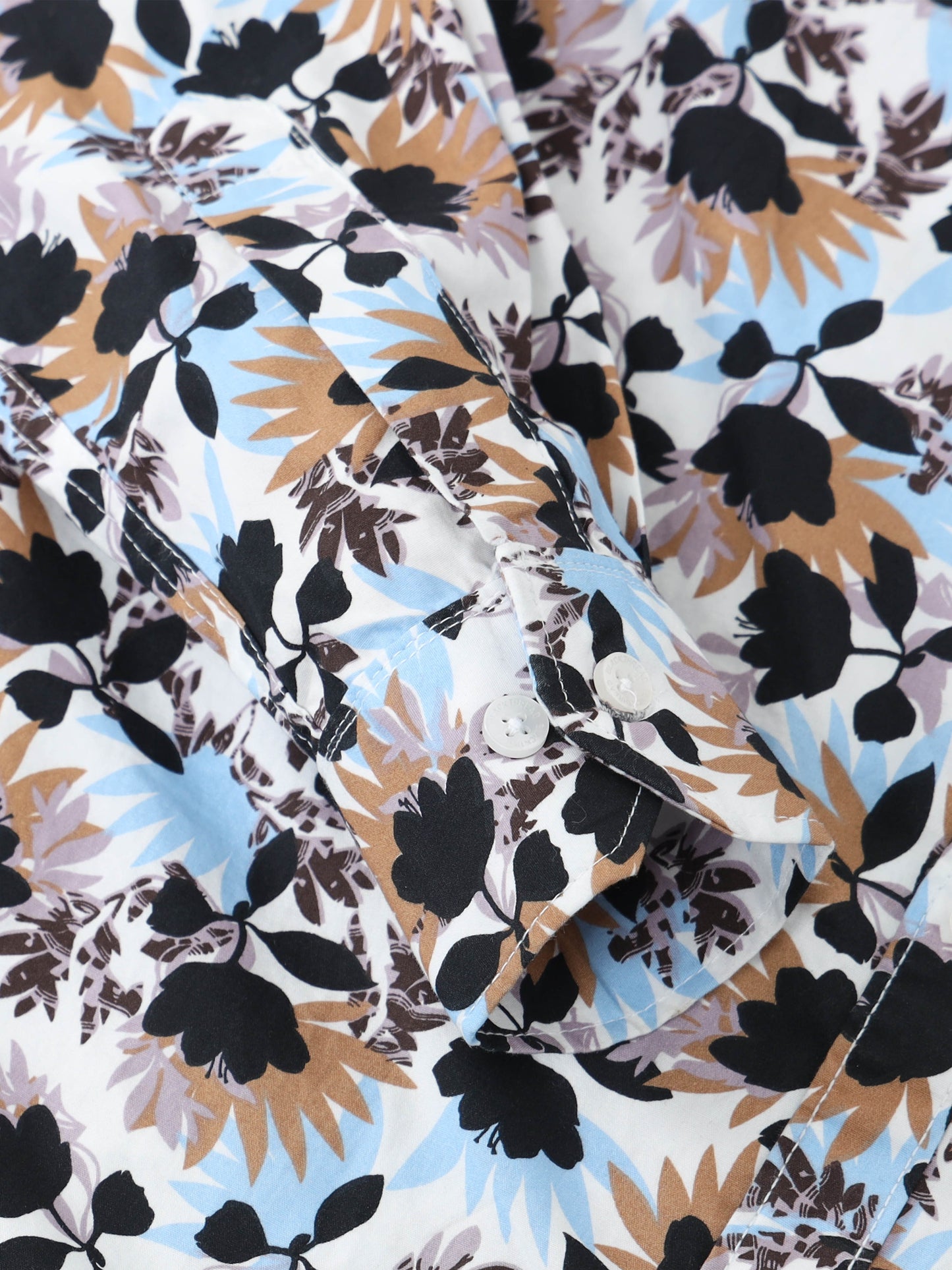 Men’s White Multi-Colored Floral Printed Slim Fit Casual Shirt By Black Thread