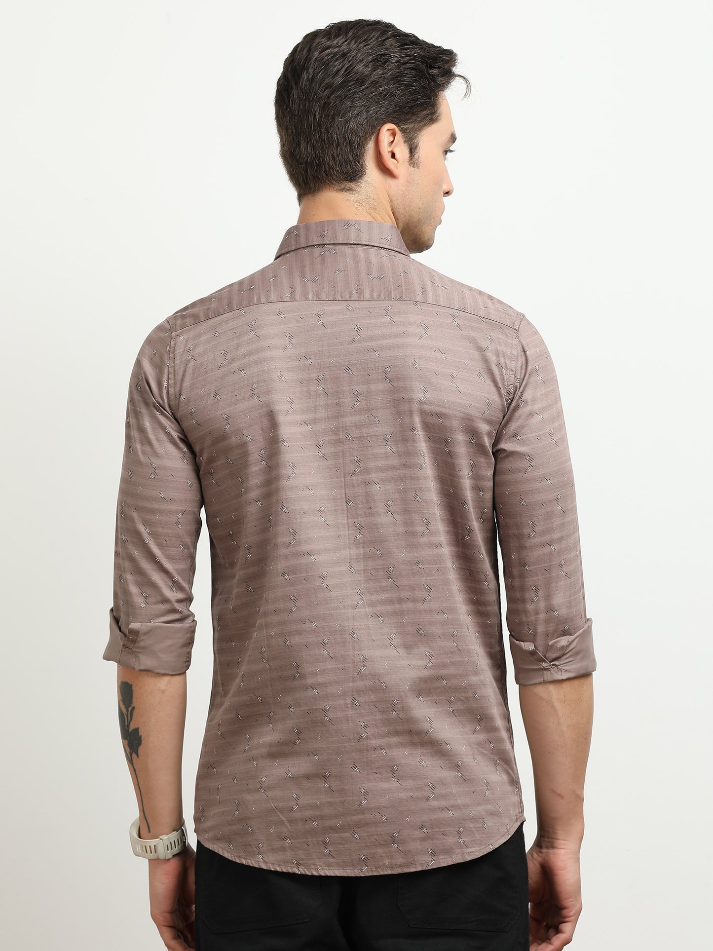 Men’s Brown Striped Slim Fit Casual Shirt By Black Thread