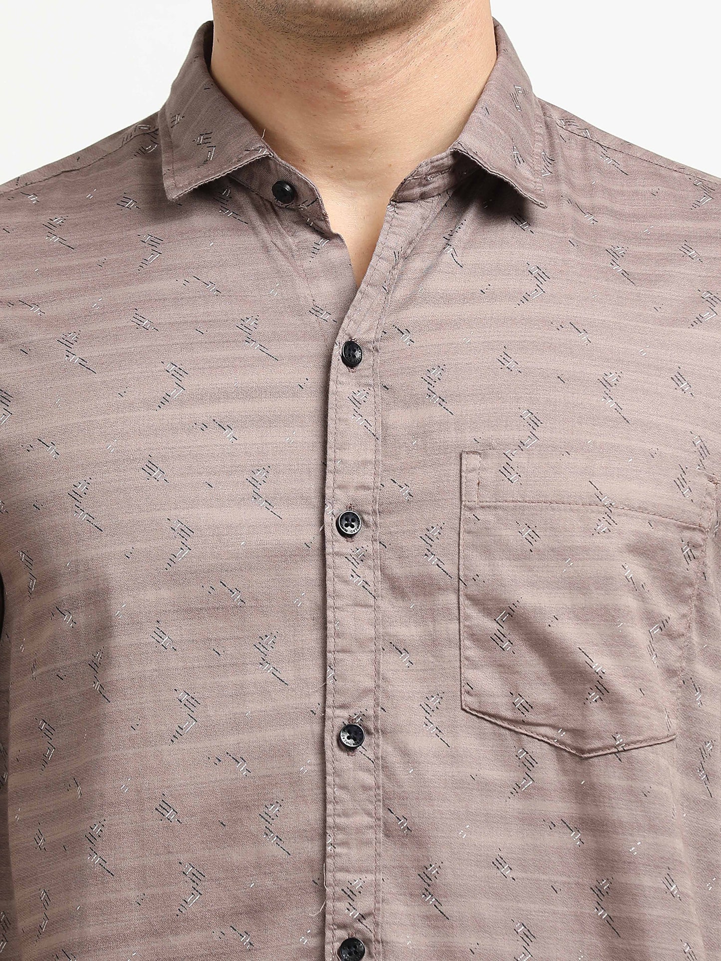 Men’s Brown Striped Slim Fit Casual Shirt By Black Thread