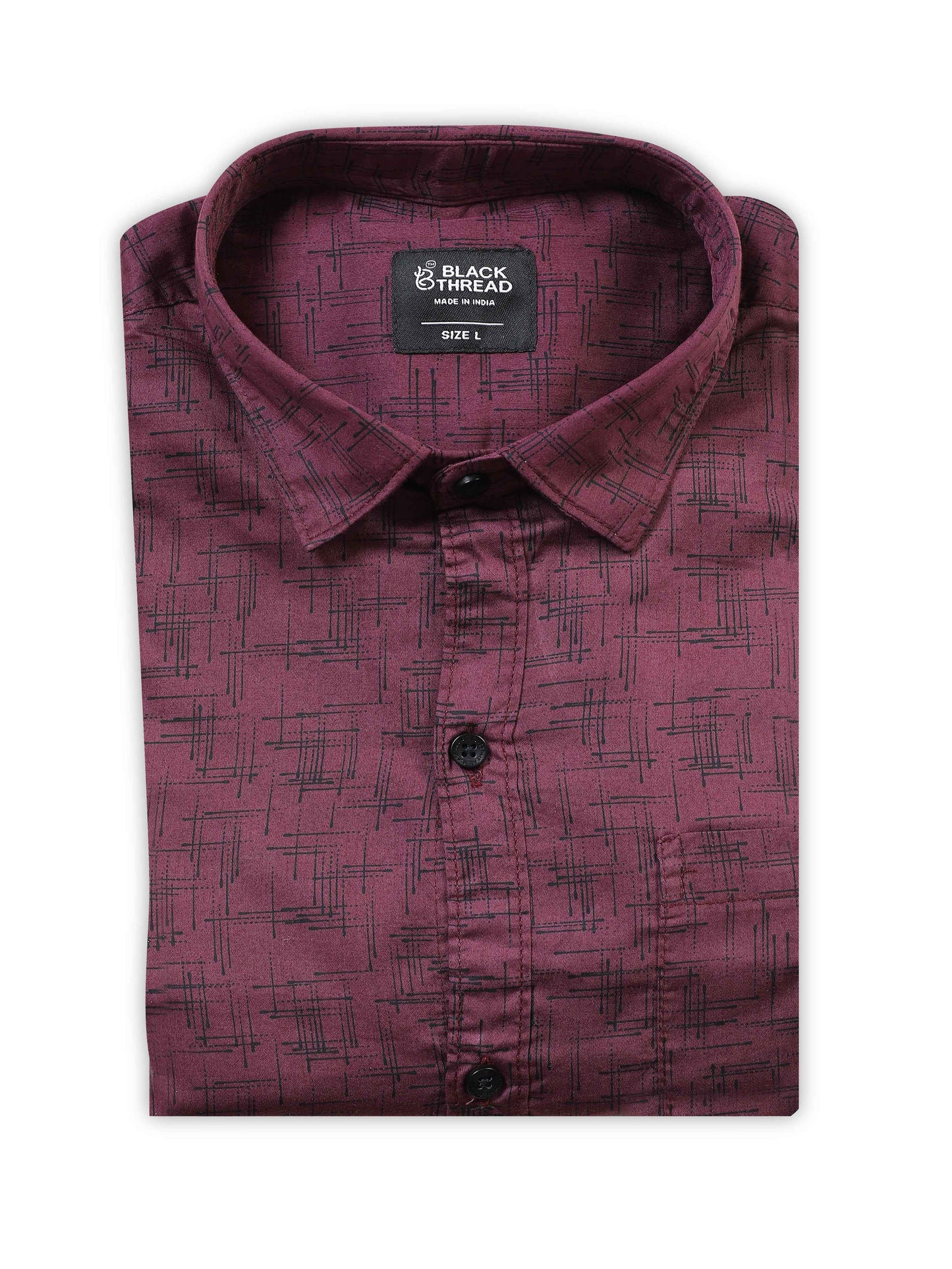 Men’s Maroon Printed Slim Fit Casual Shirt By Black Thread