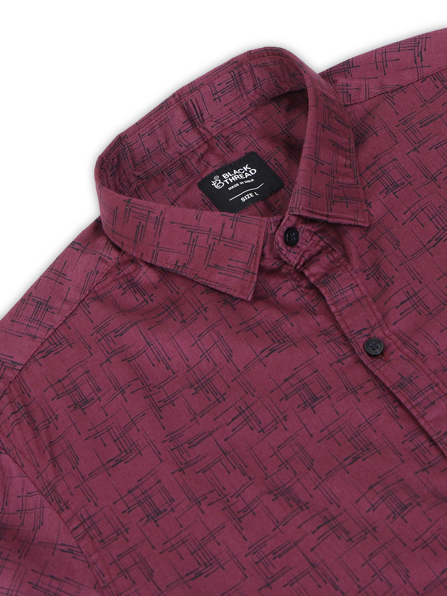 Men’s Maroon Printed Slim Fit Casual Shirt By Black Thread